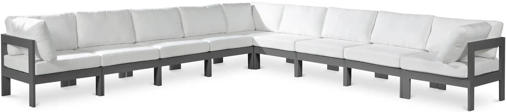 Nizuc - Outdoor Patio 9 Piece Modular Sectional With Gray Frame - Best Buy Furniture