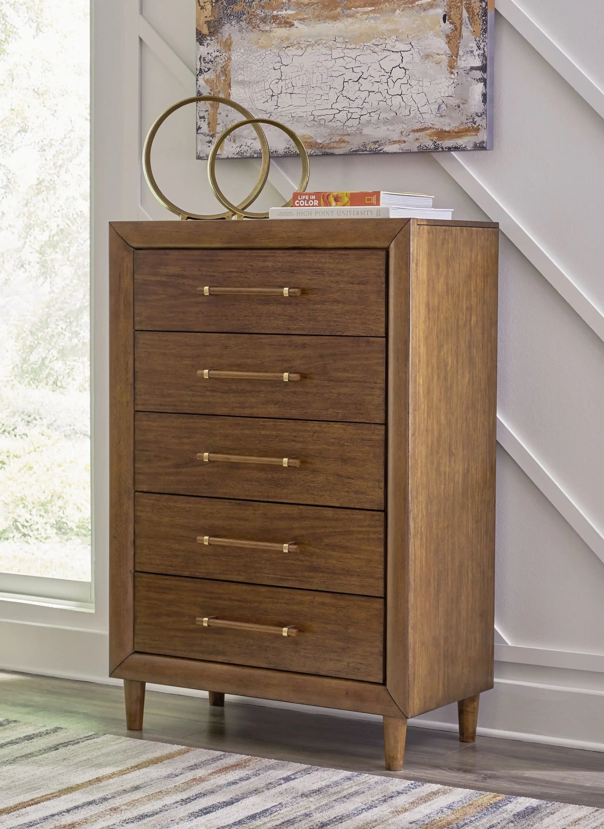 Lyncott - Five Drawer Chest - Brown - Best Buy Furniture