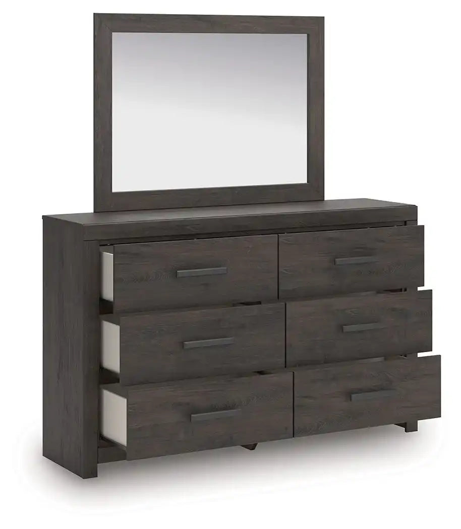 Prendonea - Dresser and Mirror - Charcoal - Best Buy Furniture