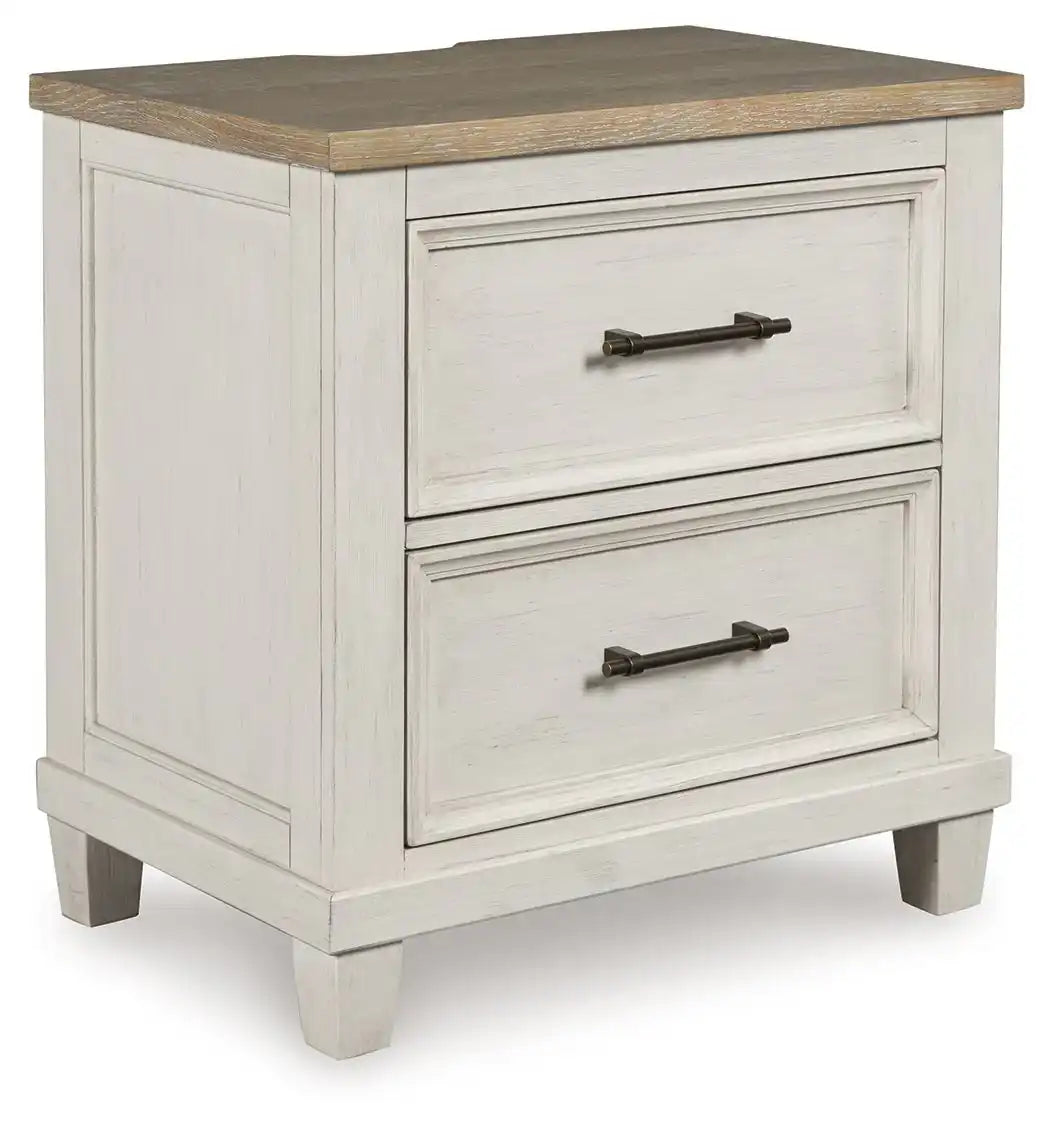 Shaybrock - Two Drawer Night Stand - Antique White / Brown - Best Buy Furniture
