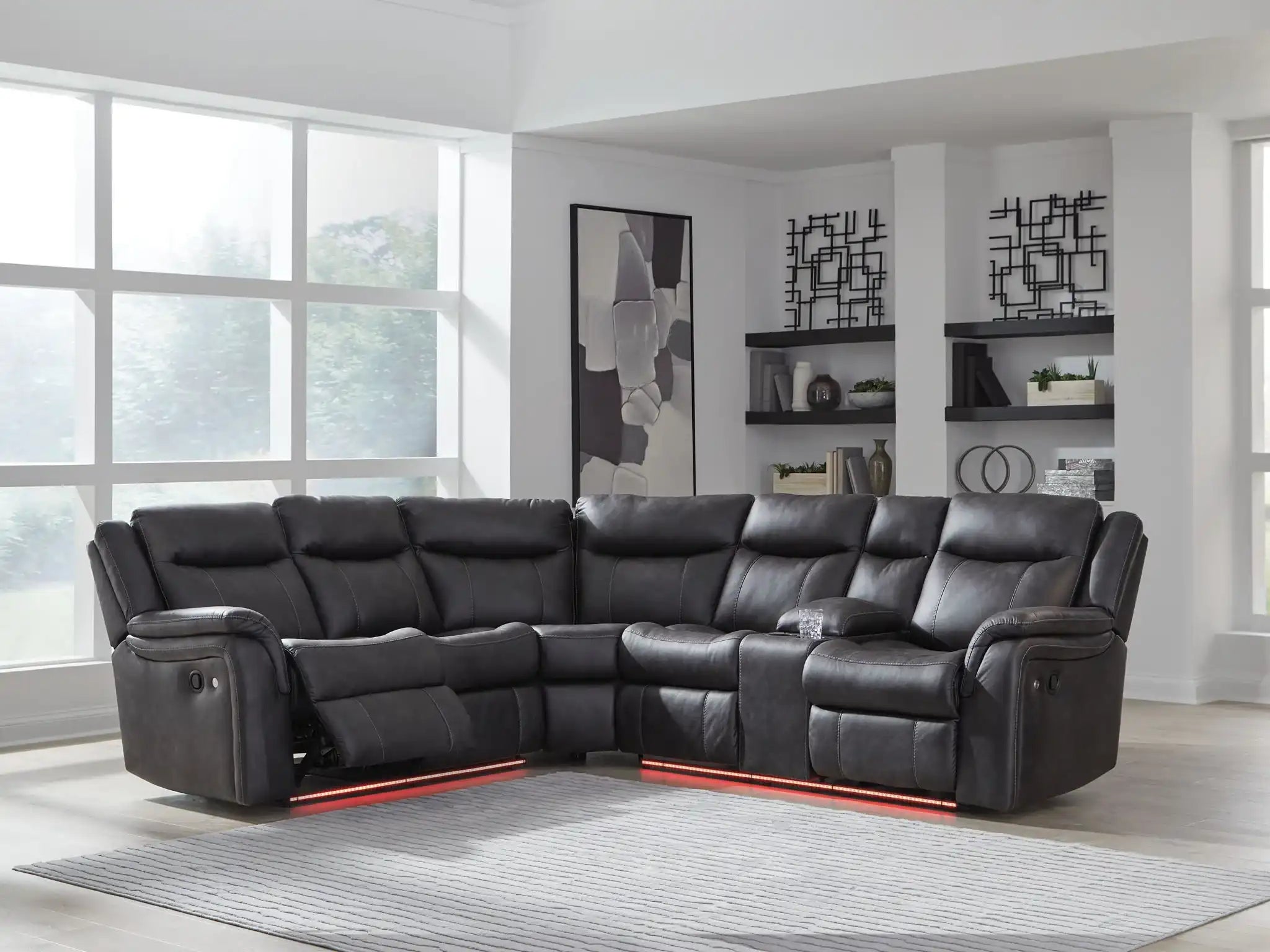 Sultan Meadow - 2-Piece Reclining Sectional - Carbon - Best Buy Furniture