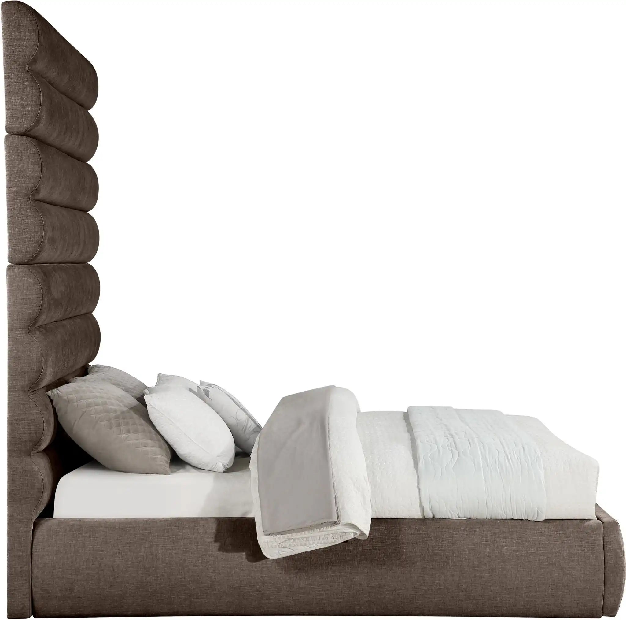 Adam - Chenille Fabric Bed With 89" Headboard