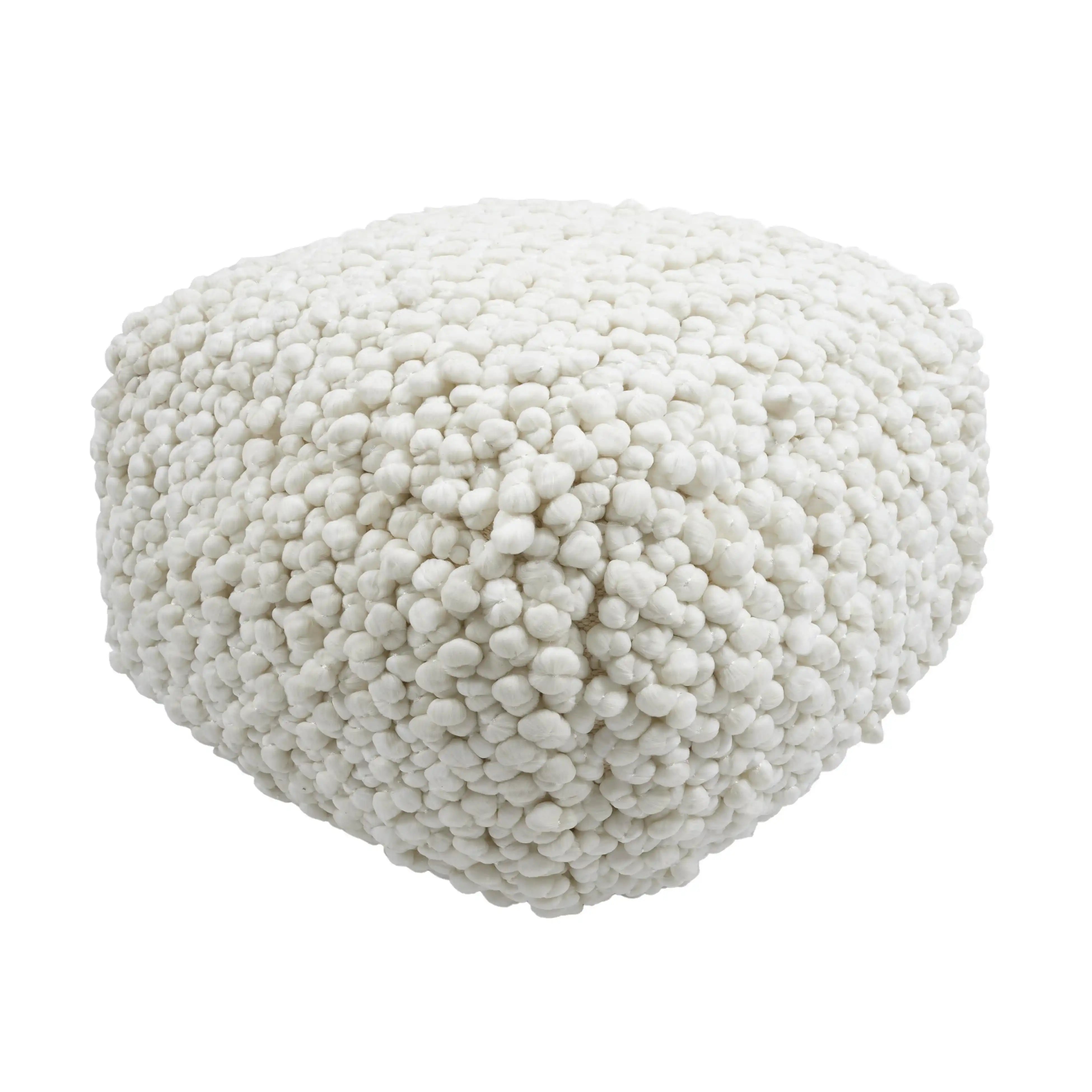Cathy - Woven Pouf - Cream - Best Buy Furniture