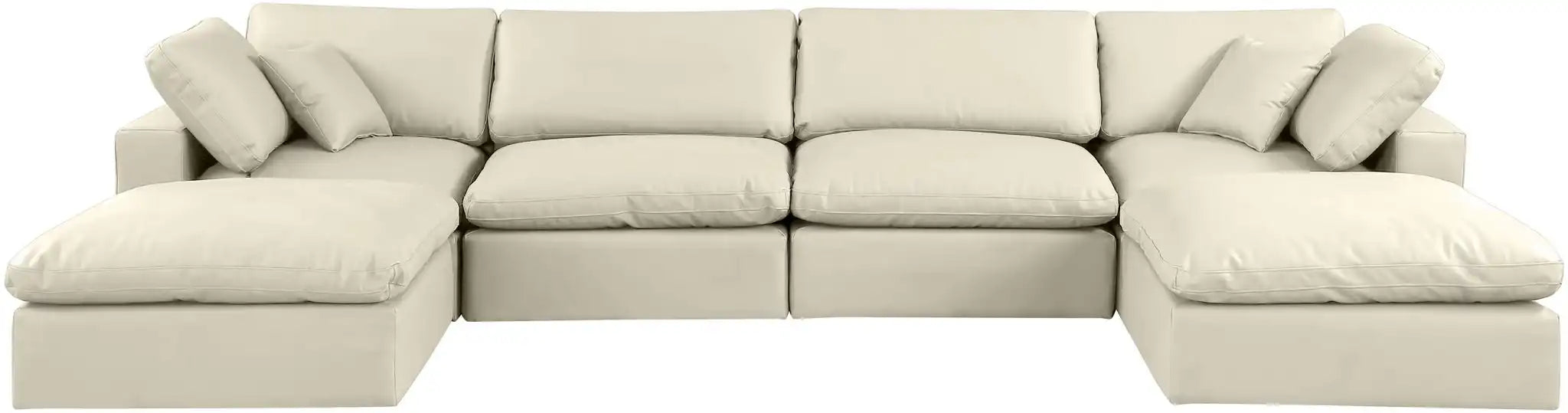 Comfy - 6 Piece Faux Leather Modular Double Chaise Sectional