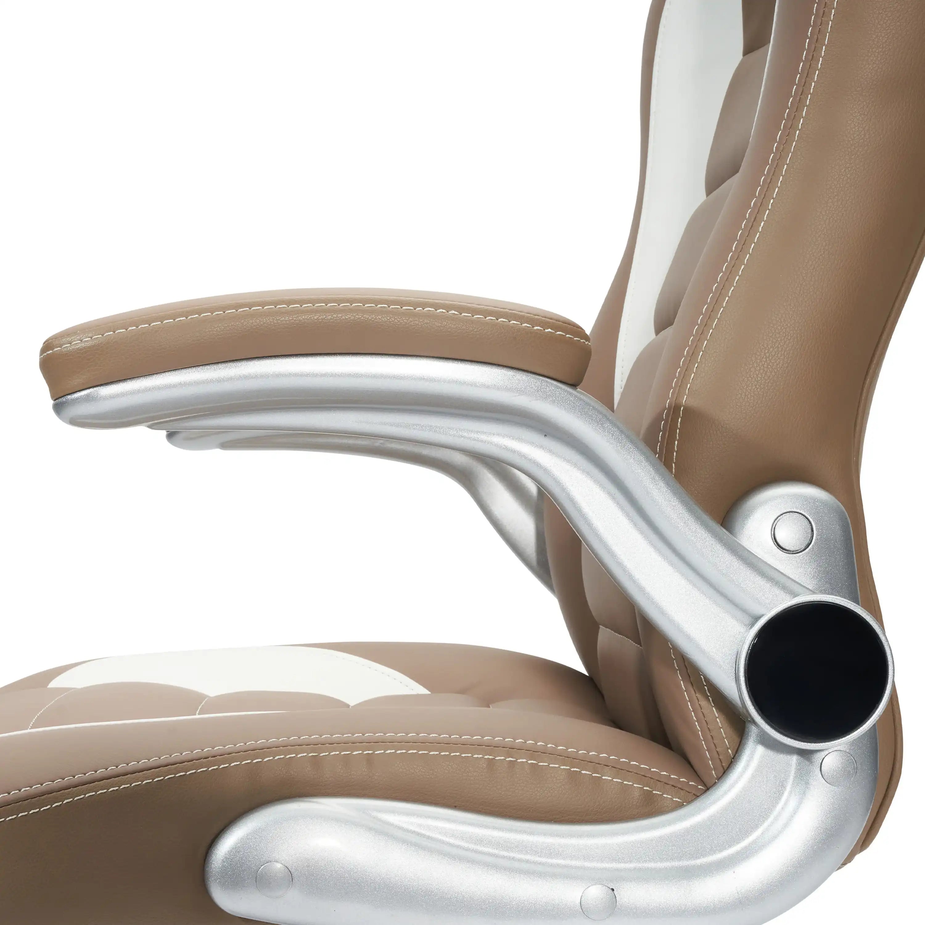 Techni Mobili High Back Executive Sport Race Office Chair with Flip-Up Arms, Camel - Best Buy Furniture