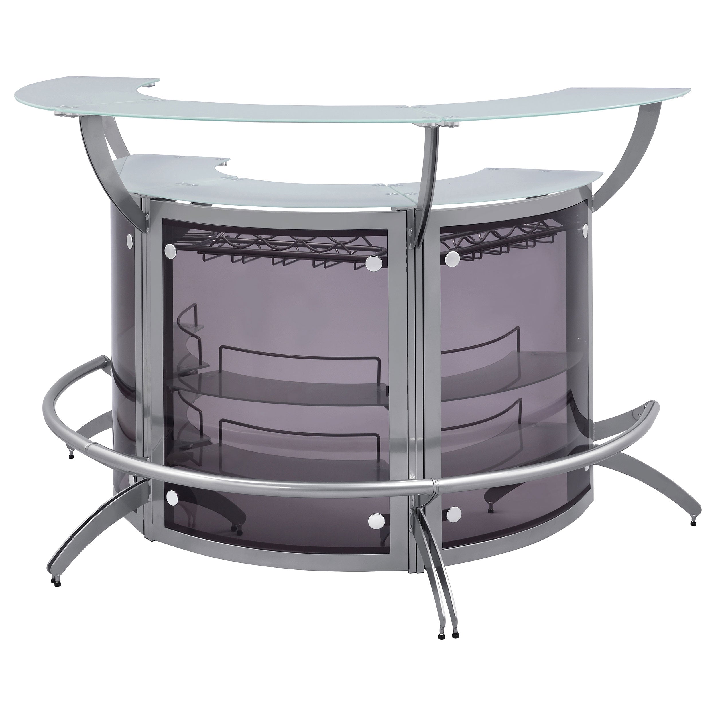 Dallas 3-piece Curved Freestanding Home Bar Cabinet Silver-CoasterEssence