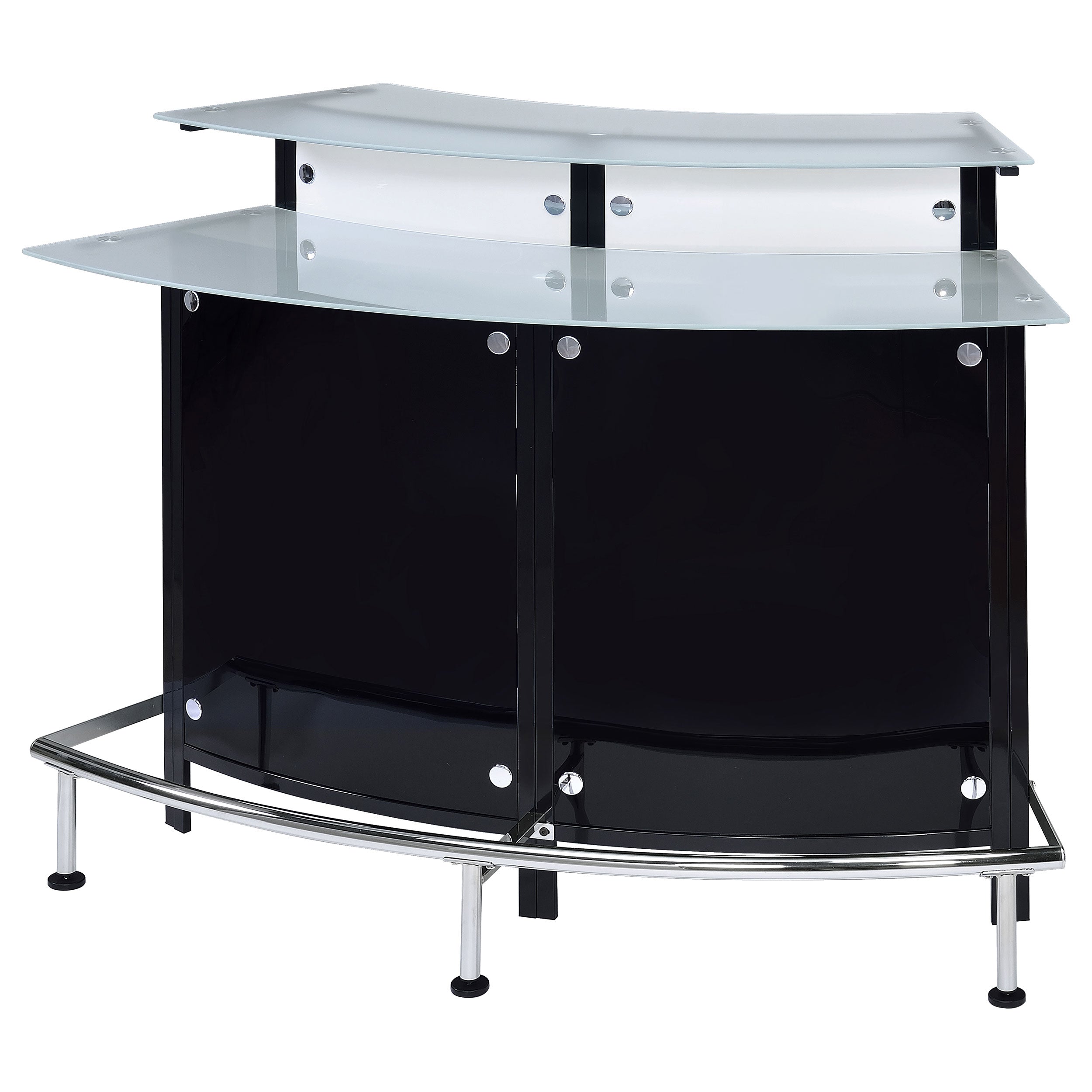 Keystone Curved Glass Top Home Bar Wine Cabinet Black-CoasterEssence