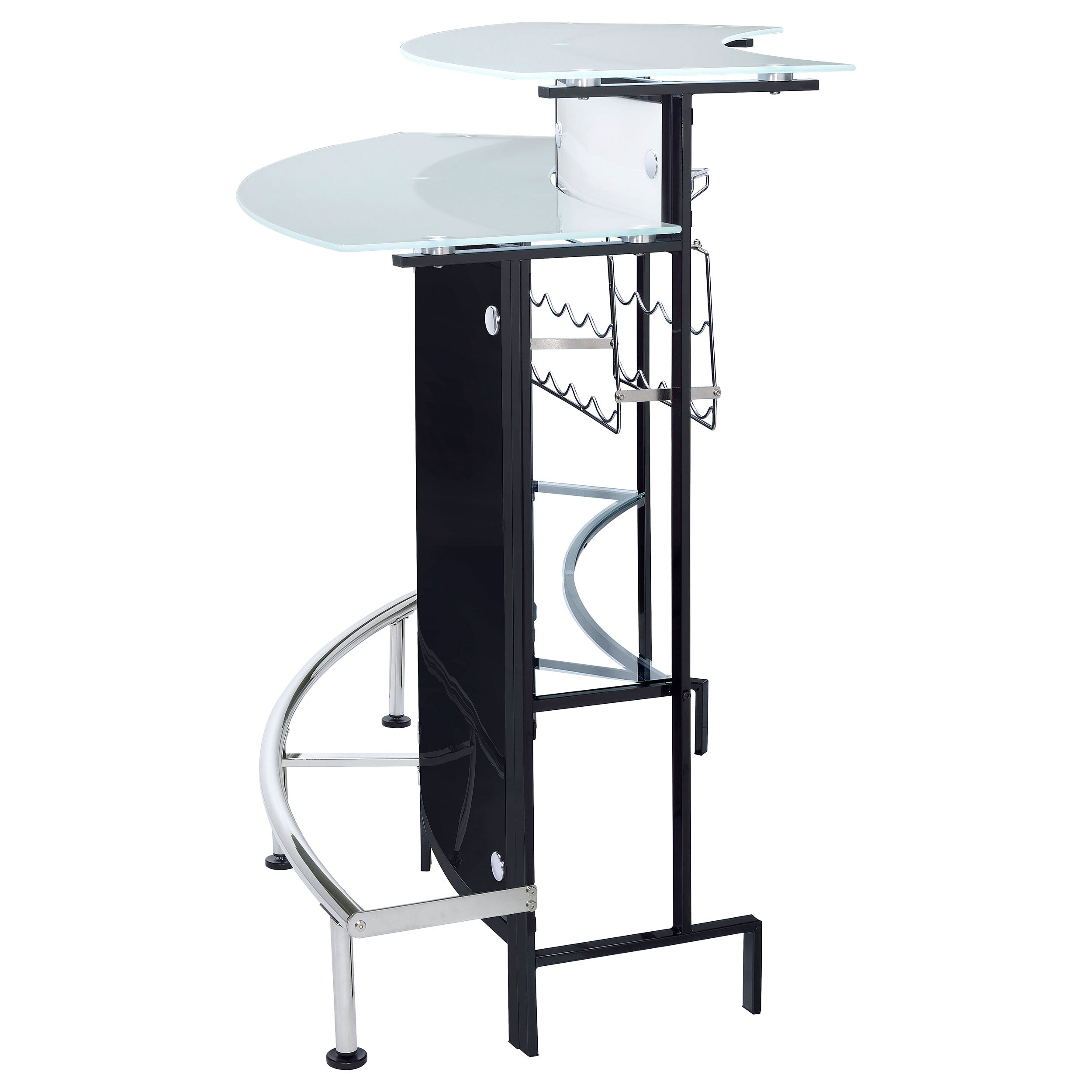 Keystone Curved Glass Top Home Bar Wine Cabinet Black-CoasterEssence