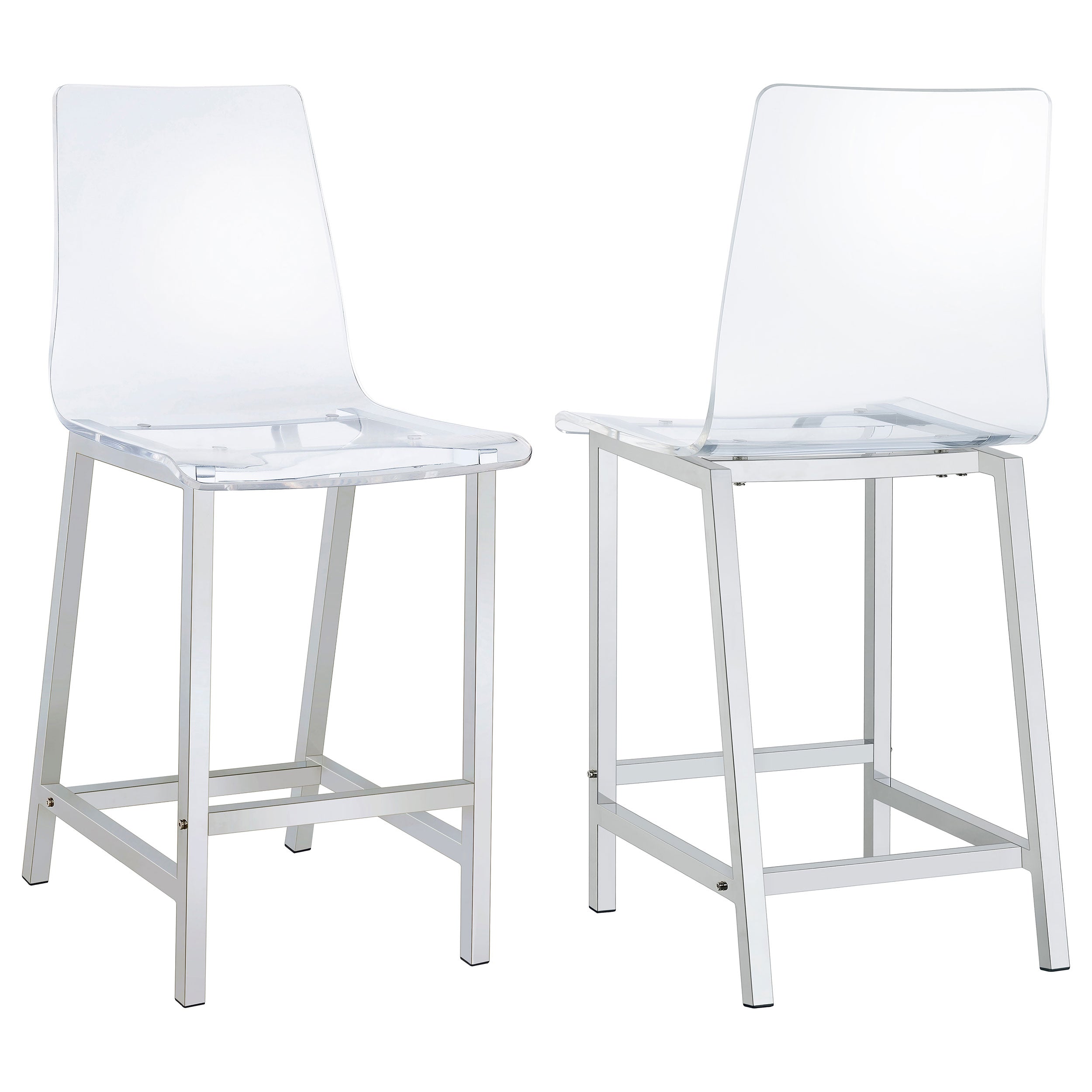 Juelia Clear Acrylic Counter Chair Chrome (Set of 2)-CoasterEssence