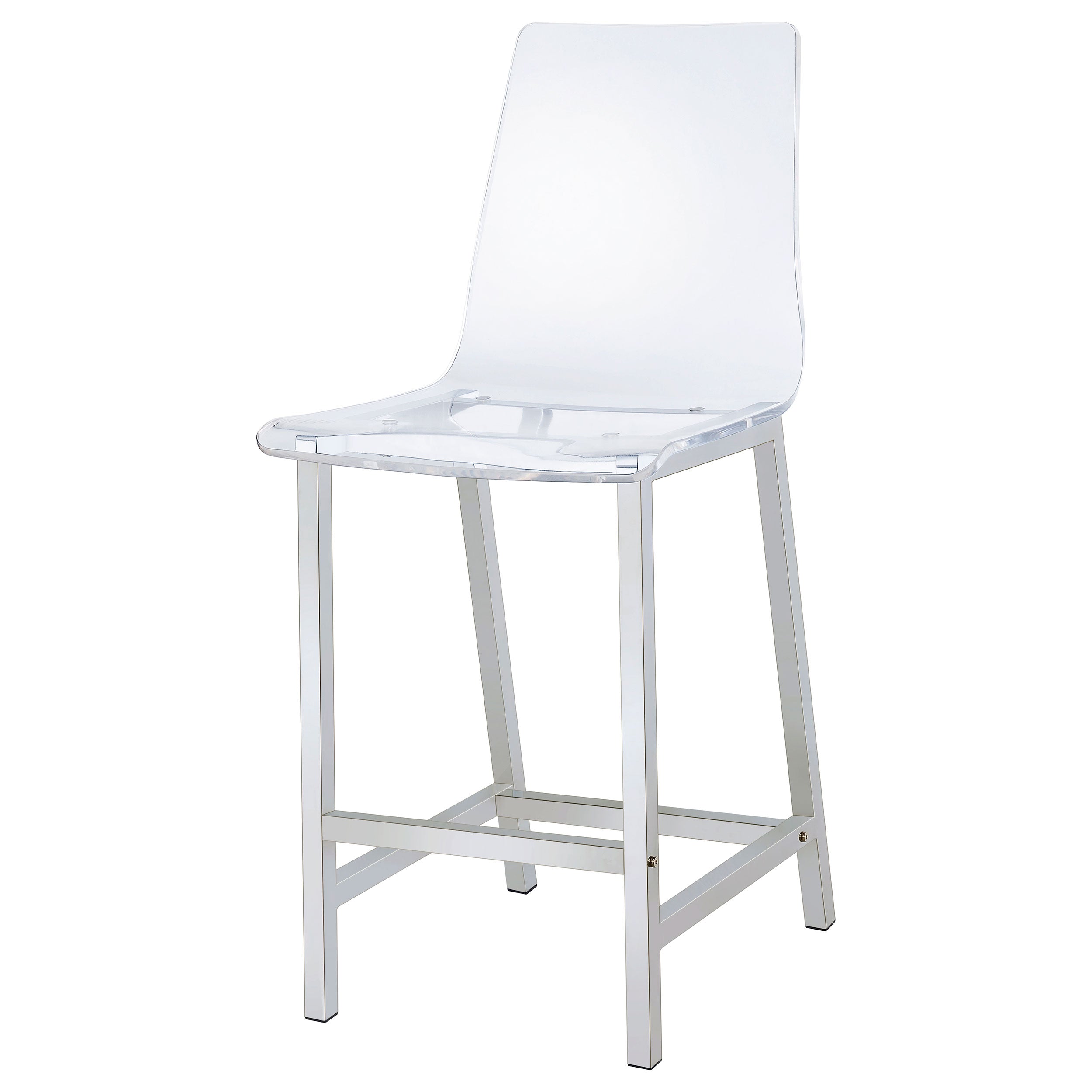 Juelia Clear Acrylic Counter Chair Chrome (Set of 2)-CoasterEssence