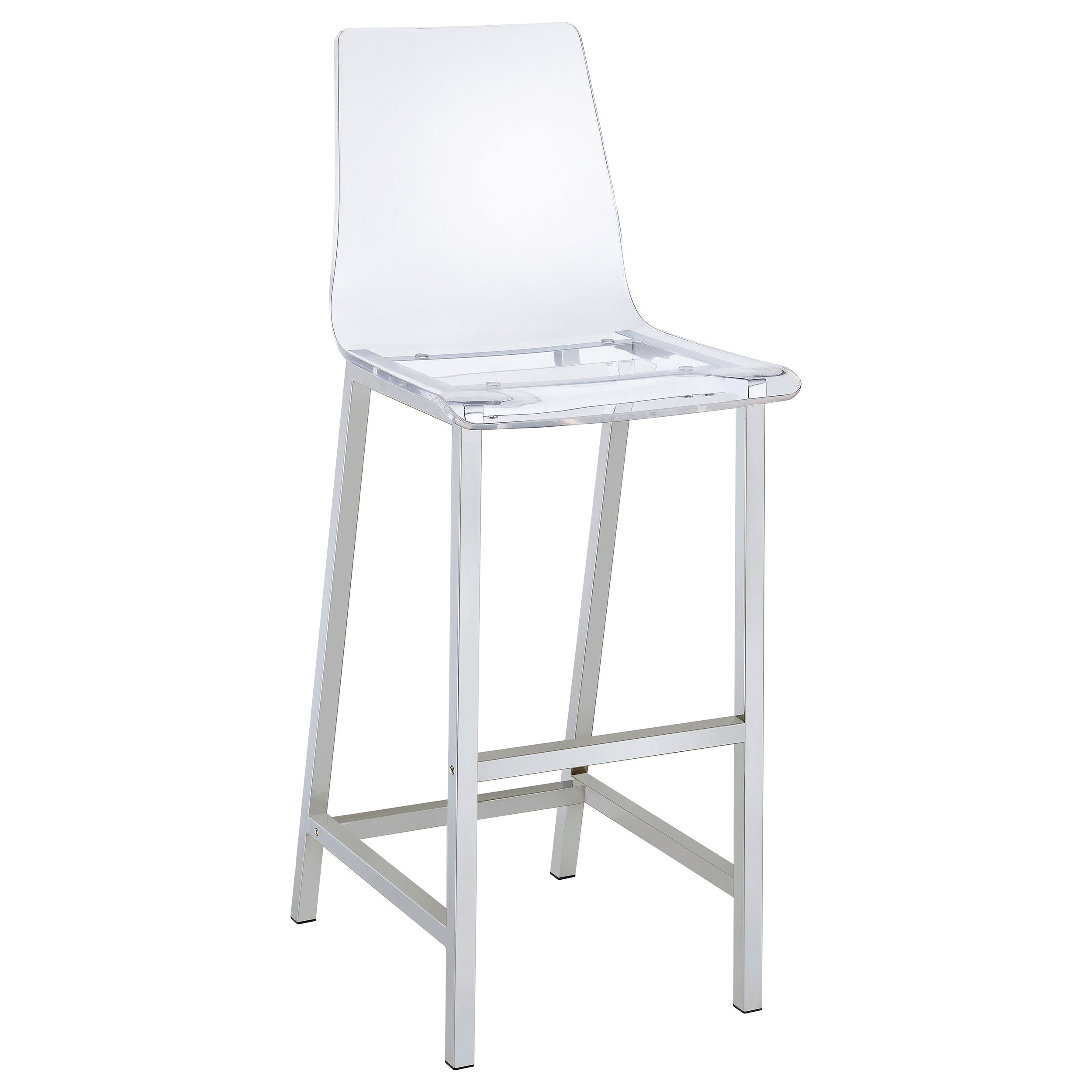 Juelia Clear Acrylic Bar Chair Chrome (Set of 2)-CoasterEssence