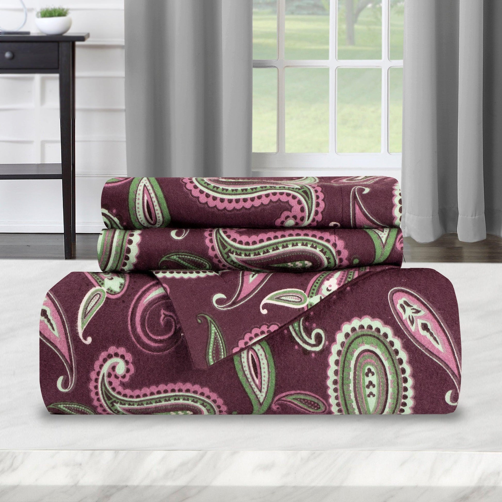 100% Cotton Flannel Paisley Luxury Duvet Cover Set - Duvet Cover Set by Superior Brand