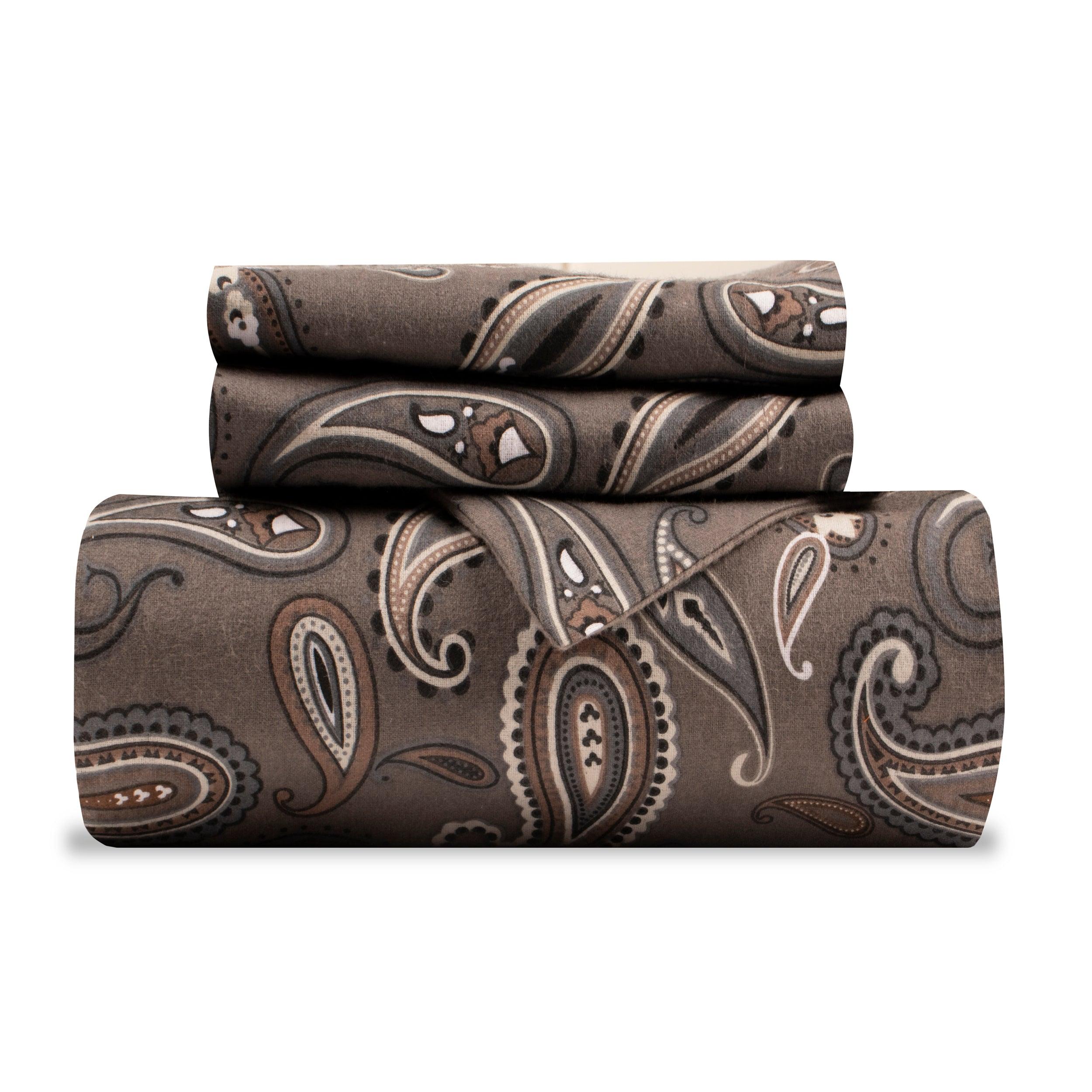 100% Cotton Flannel Paisley Luxury Duvet Cover Set - Duvet Cover Set by Superior Brand