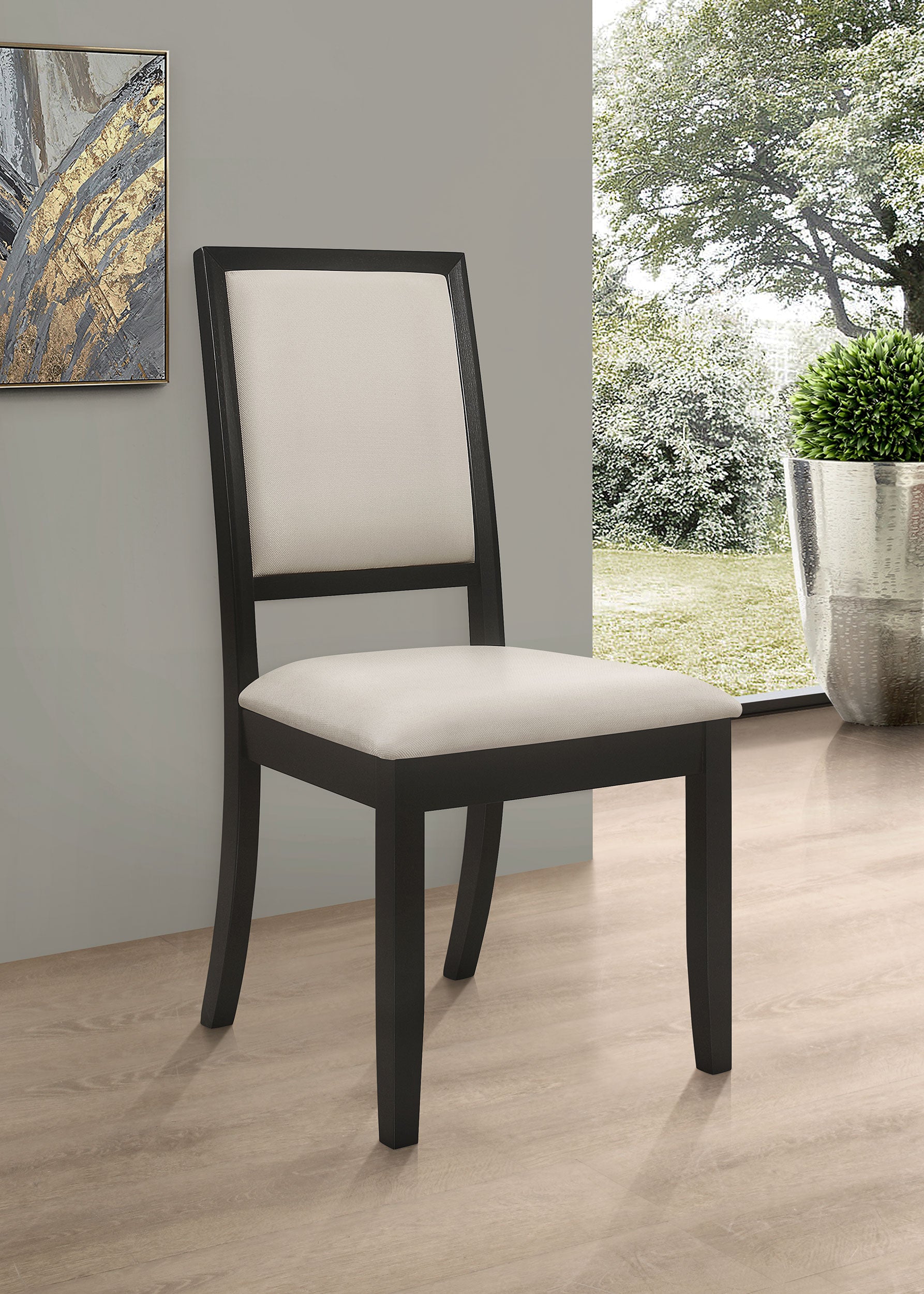 Louise Upholstered Wood Dining Side Chair Black (Set of 2)-CoasterEveryday