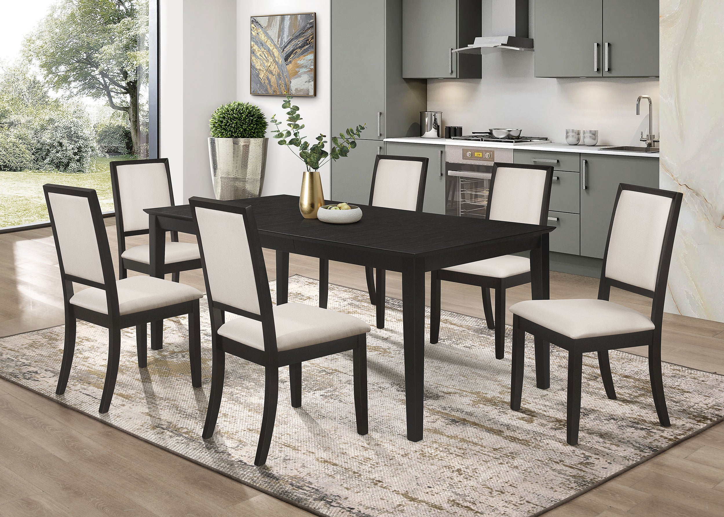 Louise Upholstered Wood Dining Side Chair Black (Set of 2)-CoasterEveryday