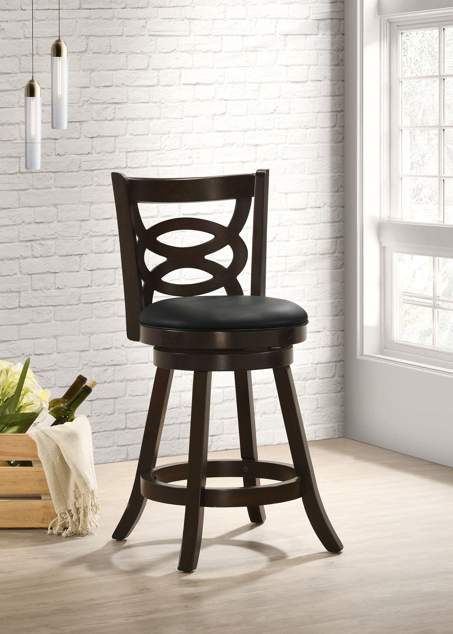 Calecita Wood Swivel Counter Stool Cappuccino (Set of 2)-CoasterEssence