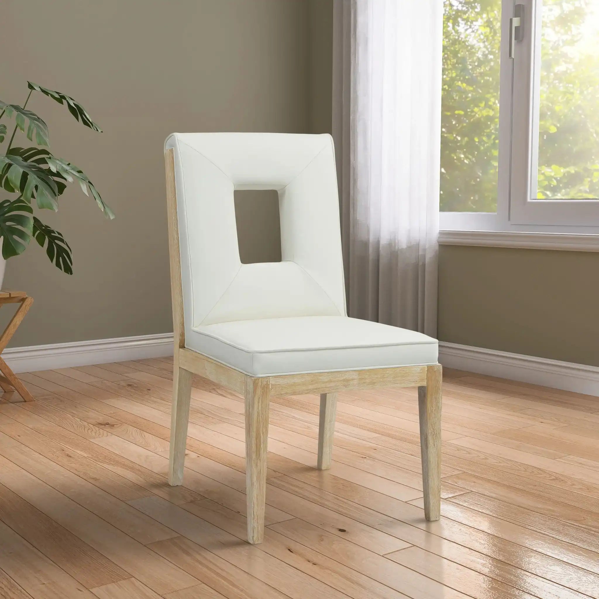 Gwendolyn - Faux Leather Dining Side Chair With Natural Frame (Set of 2)