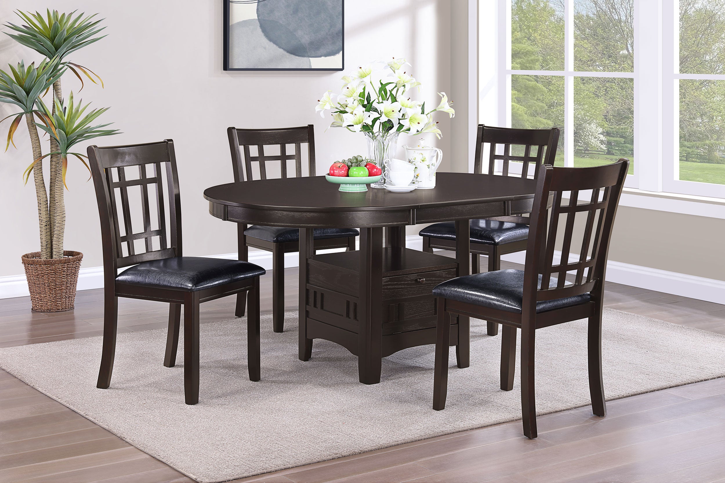 Lavon 5-piece Oval Extension Leaf Dining Set Espresso-CoasterEveryday