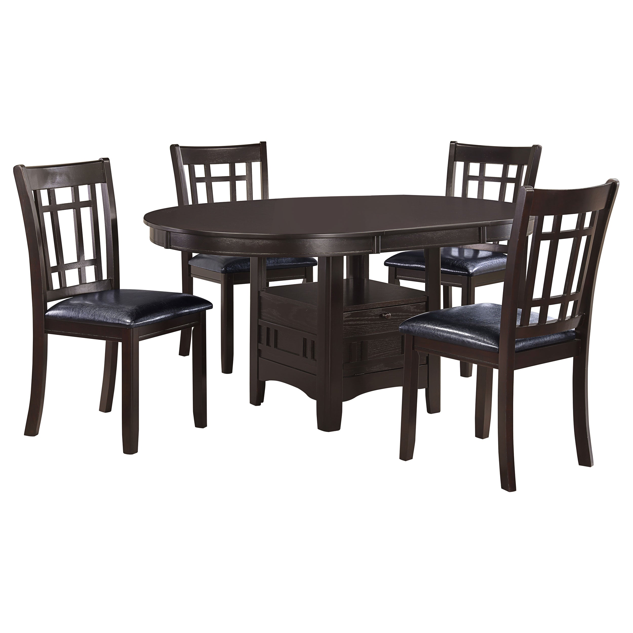 Lavon 5-piece Oval Extension Leaf Dining Set Espresso-CoasterEveryday