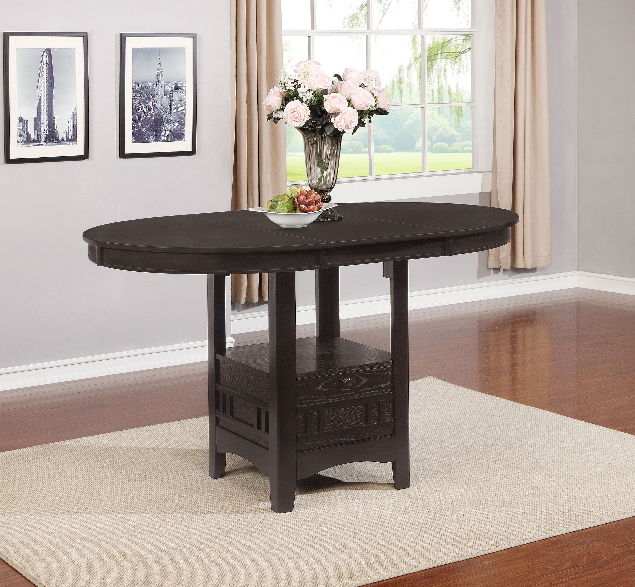 Lavon Oval 60-inch Counter Height Extension Dining Table Espresso-CoasterEveryday