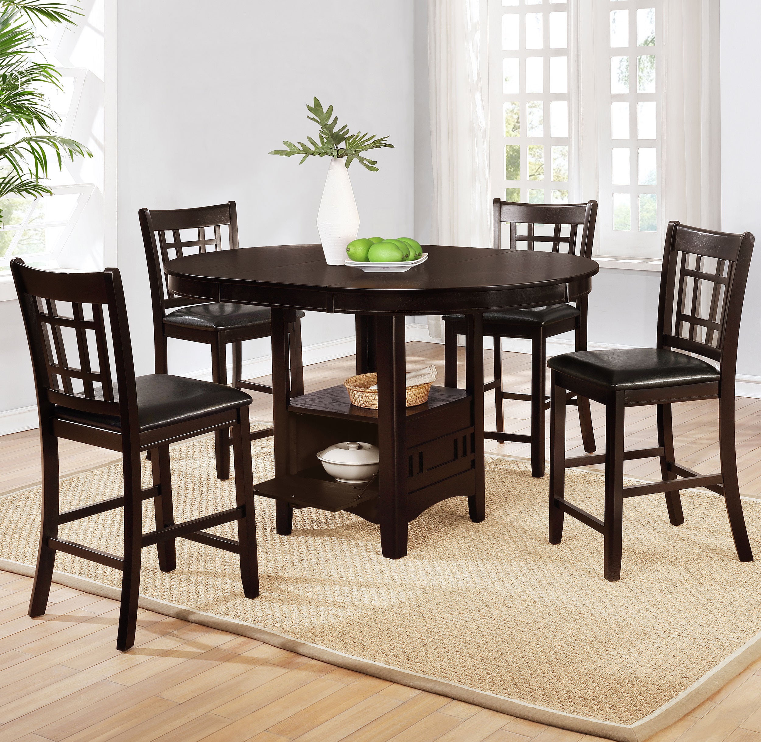Lavon Wood Counter Height Dining Chair Black and Espresso (Set of 2)-CoasterEveryday