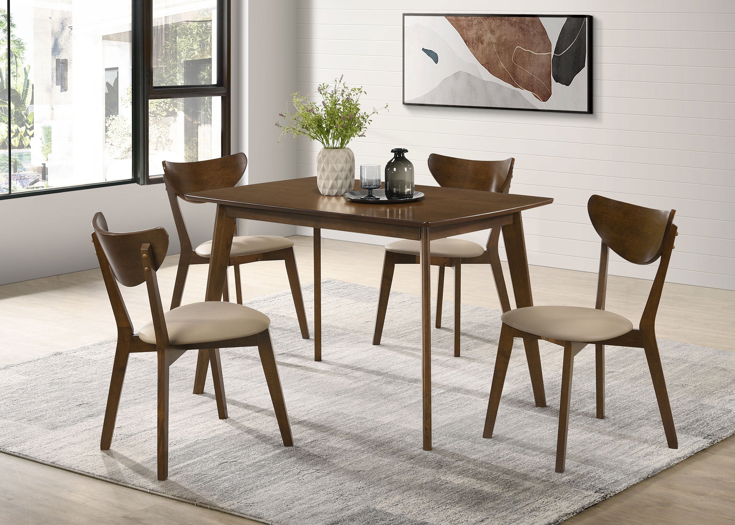 Kersey 5-piece Rectangular Dining Table Set Chestnut-CoasterEssence