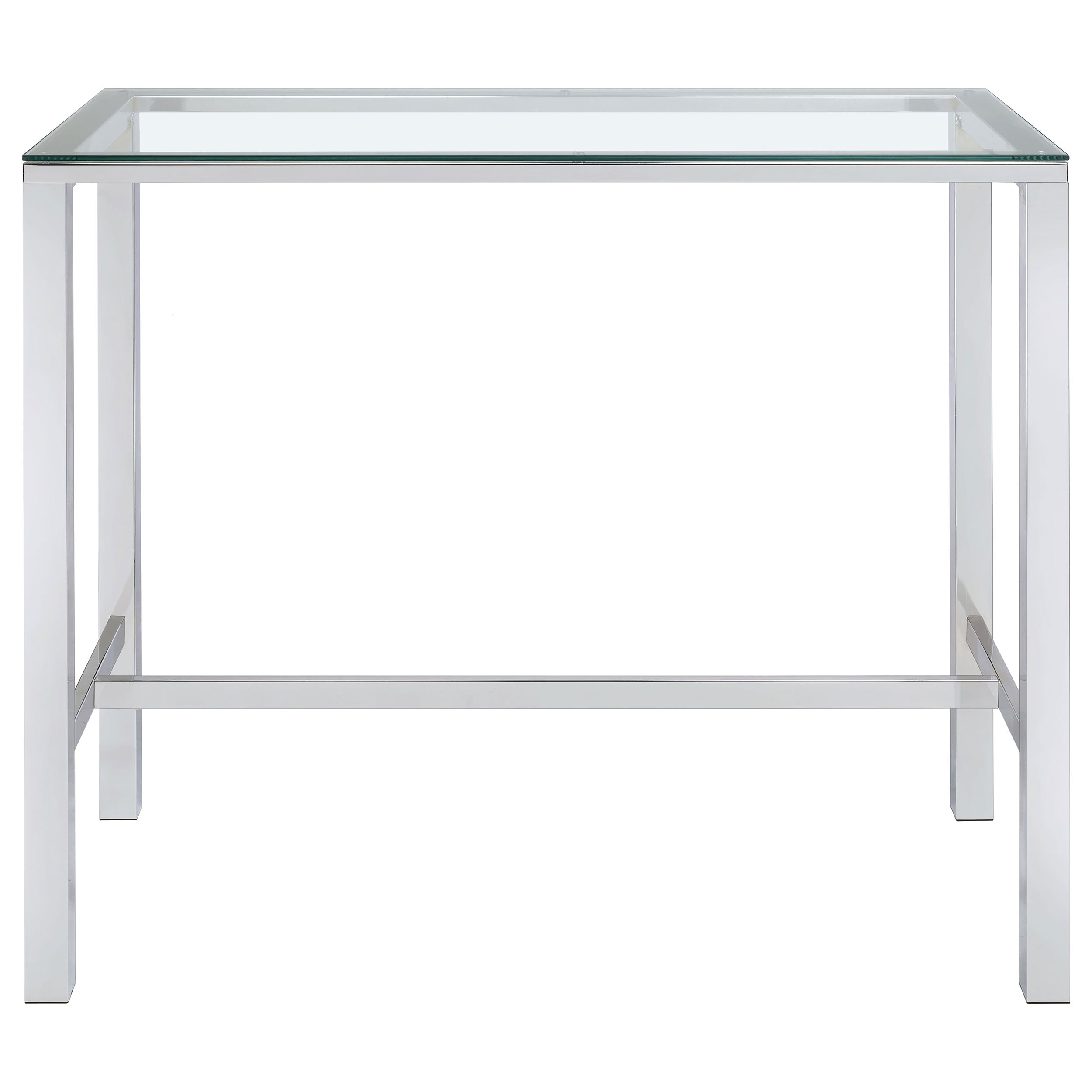 Tolbert Rectangular 47-inch Glass Top Pub Bar Table Chrome-CoasterEssence