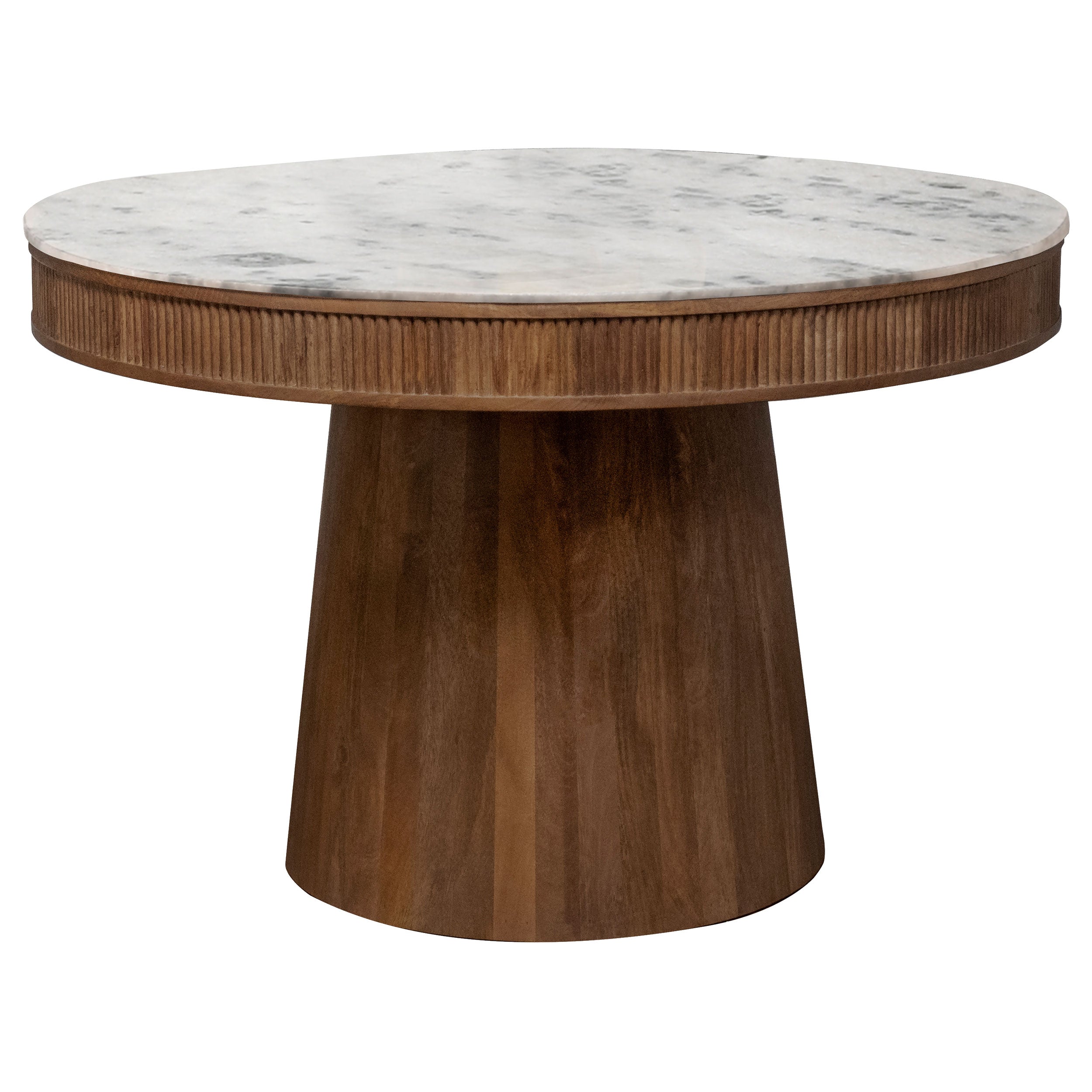 Ortega Round 46-inch Marble Top Wood Dining Table Natural-CoasterElevations