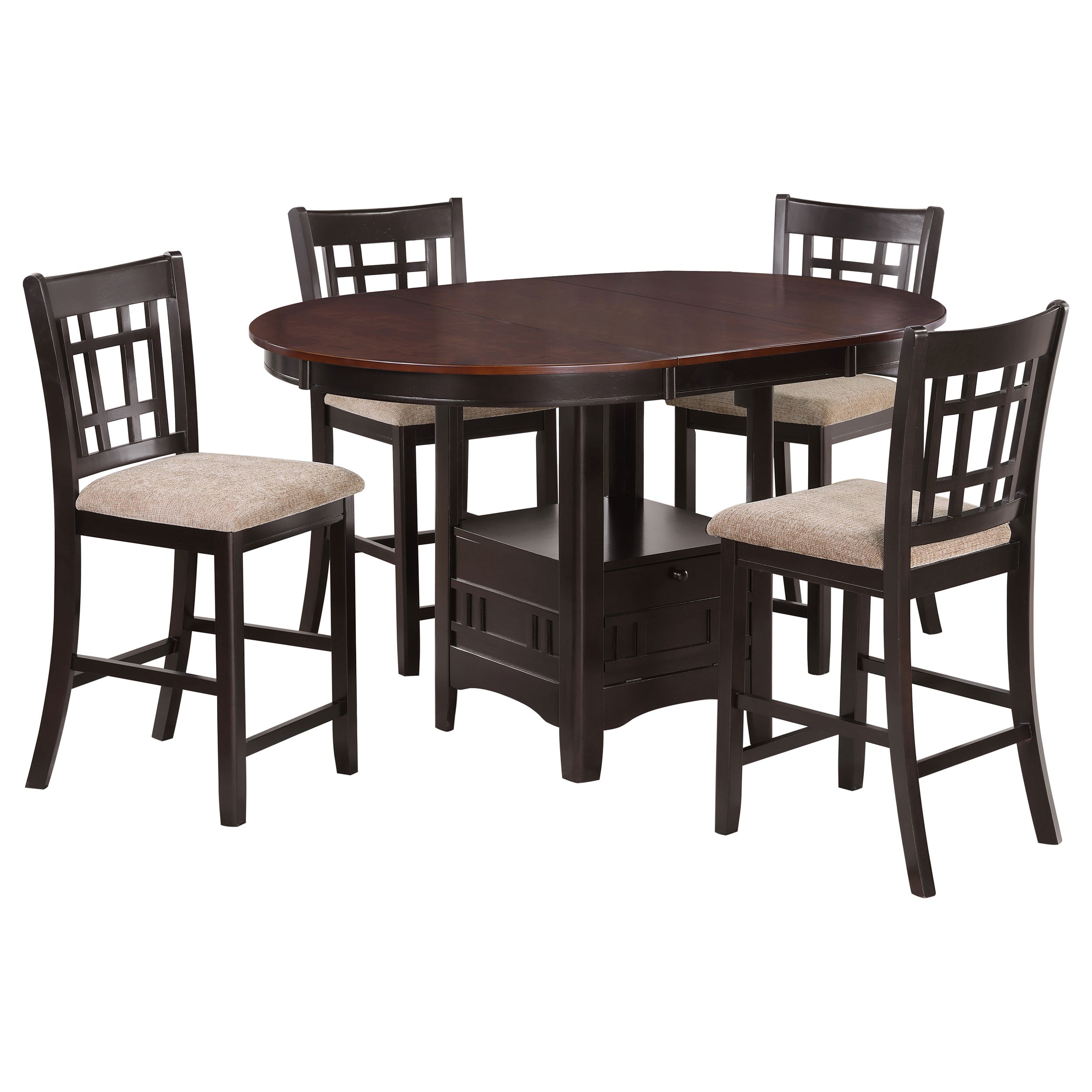 Lavon 5-piece Oval Counter Height Dining Set Light Chestnut-CoasterEveryday