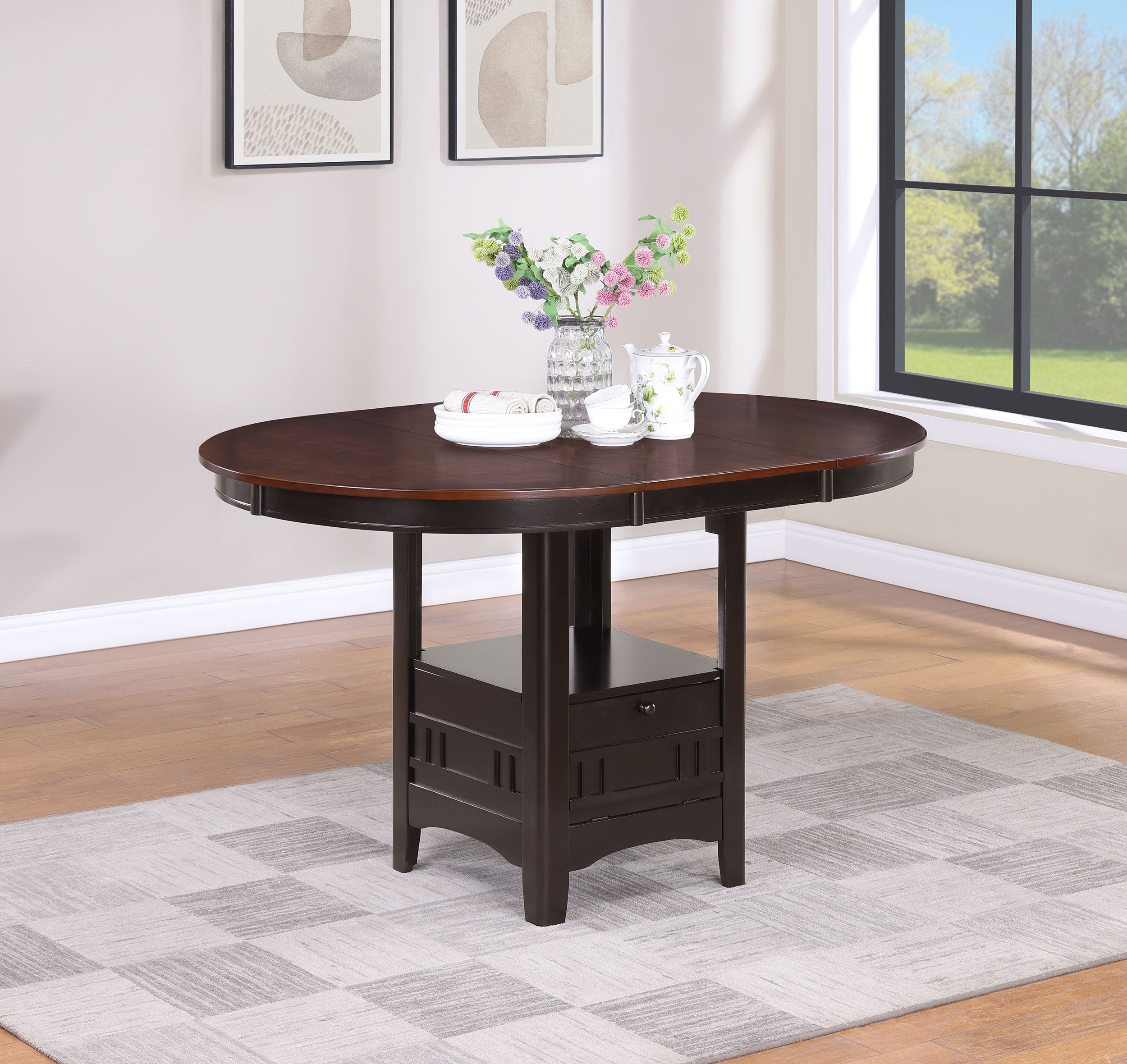 Lavon Oval 60-inch Counter Height Extension Dining Table Chestnut-CoasterEveryday