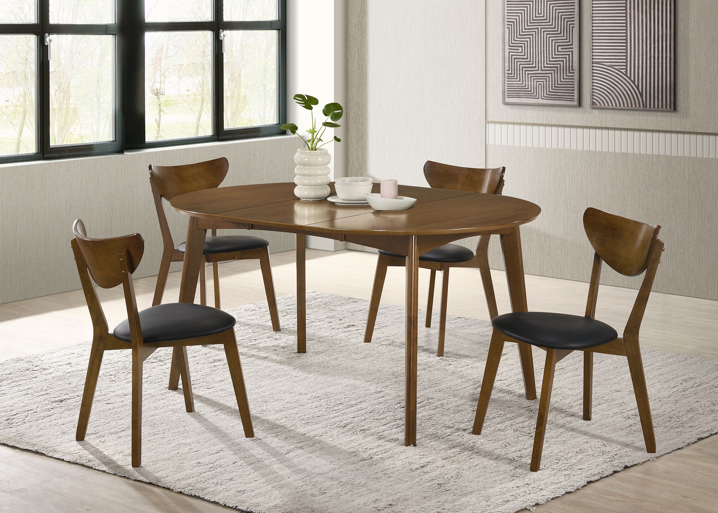 Jedda 5-piece Oval Dining Table Set Dark Walnut-CoasterEveryday