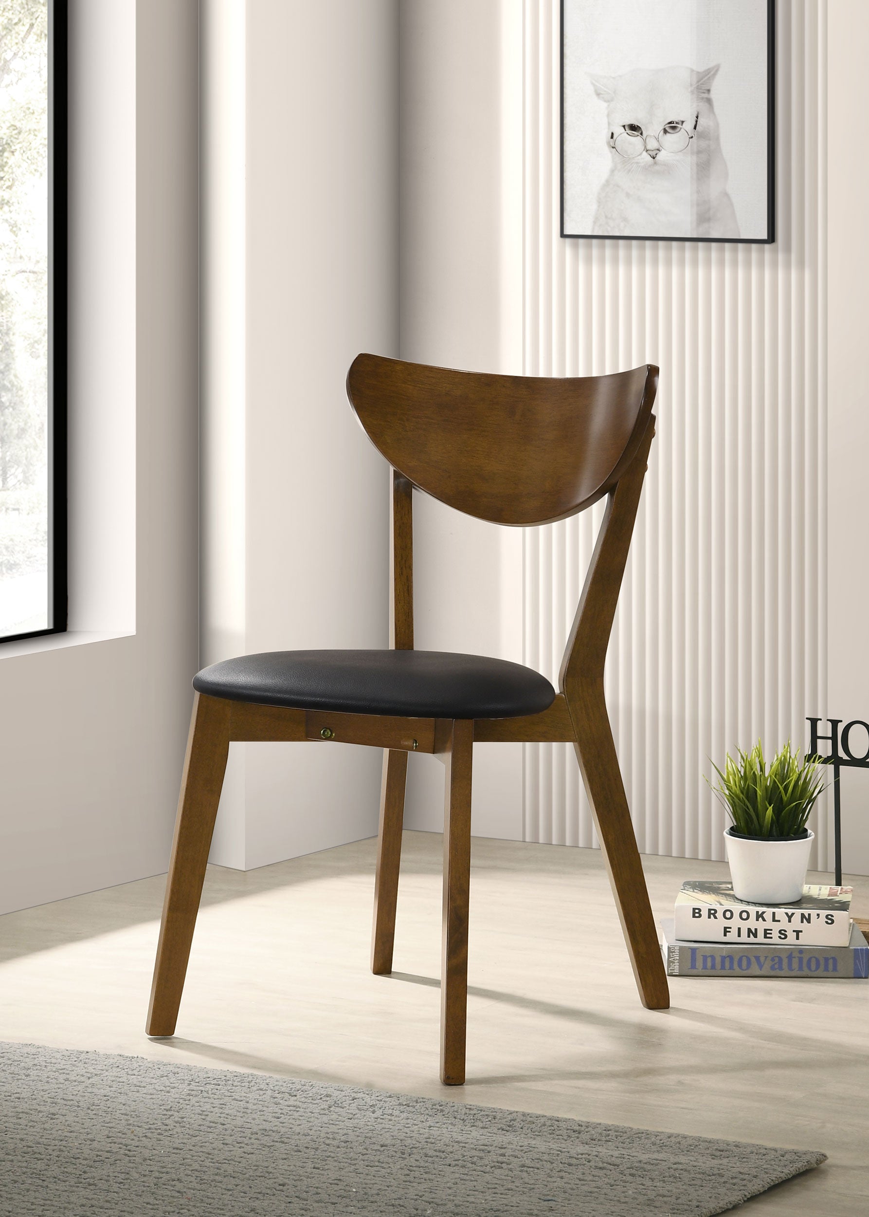 Jedda Wood Dining Side Chair Dark Walnut (Set of 2)-CoasterEveryday