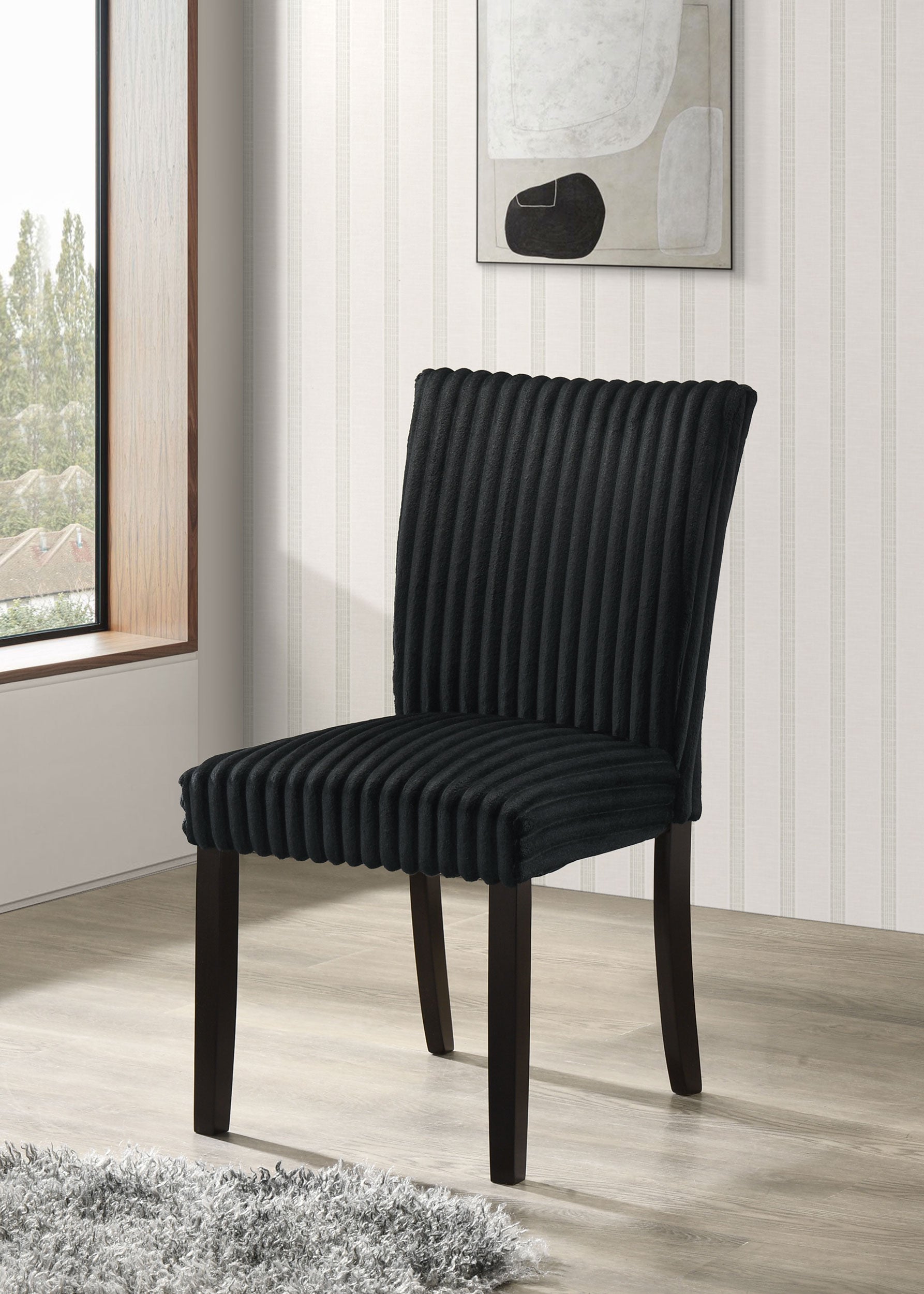 Dermott Upholstered Parson Dining Side Chair Black (Set of 2)-