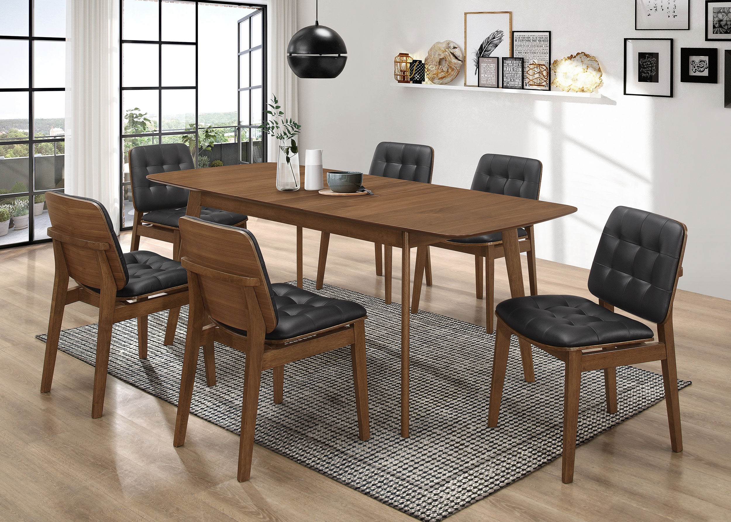 Redbridge 75-inch Extension Leaf Dining Table Natural Walnut-CoasterEveryday