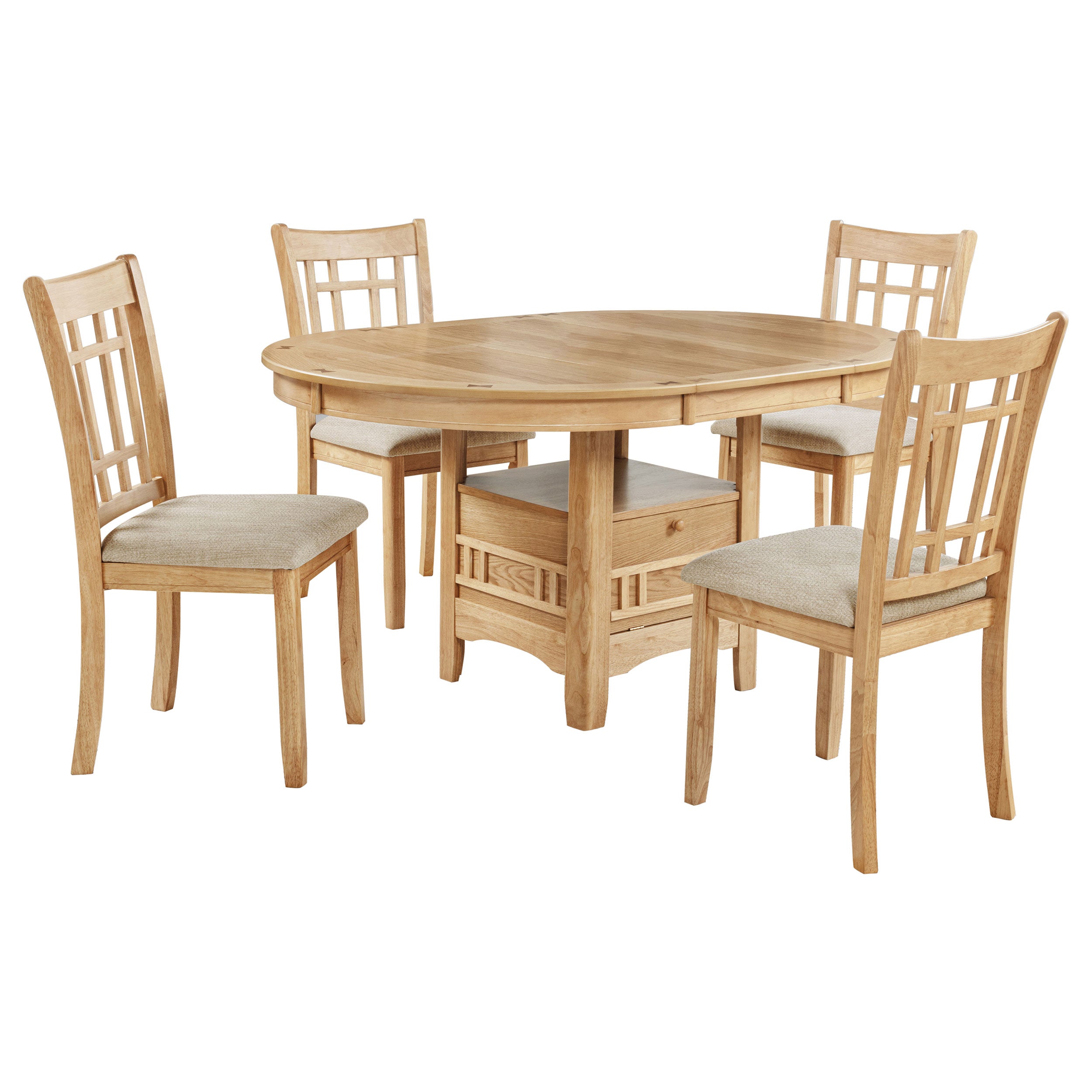 Lavon 5-piece Oval Extension Leaf Dining Set Light Oak-