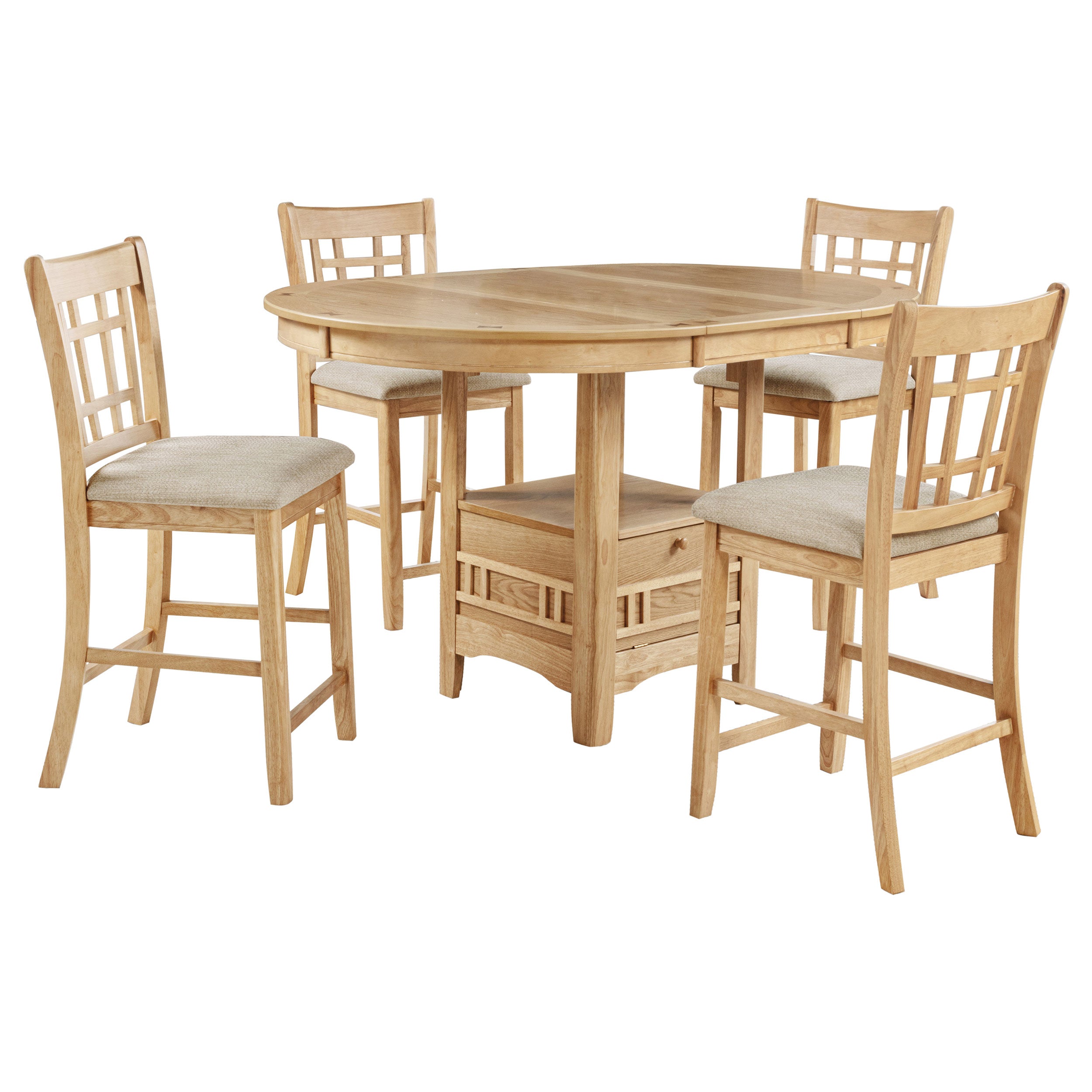 Lavon 5-piece Oval Counter Height Dining Set Light Oak-