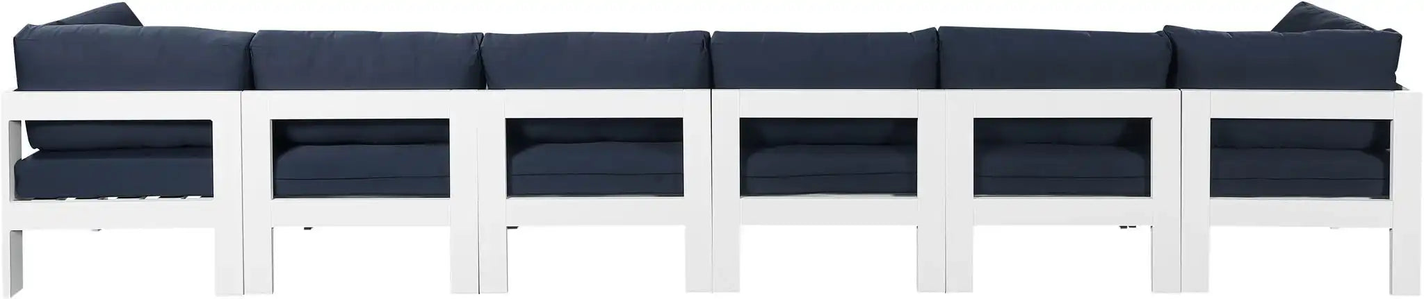 Nizuc - Outdoor Patio 6 Seat Modular Sofa With White Frame