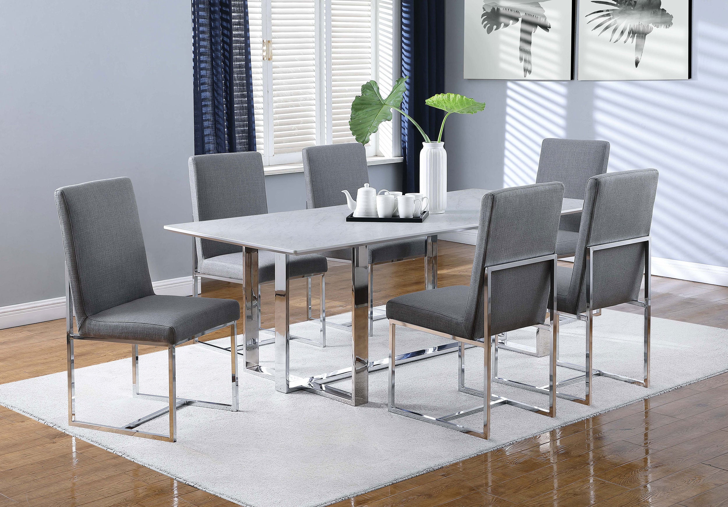 Mackinnon Upholstered Dining Side Chair Grey (Set of 2)-CoasterElevations