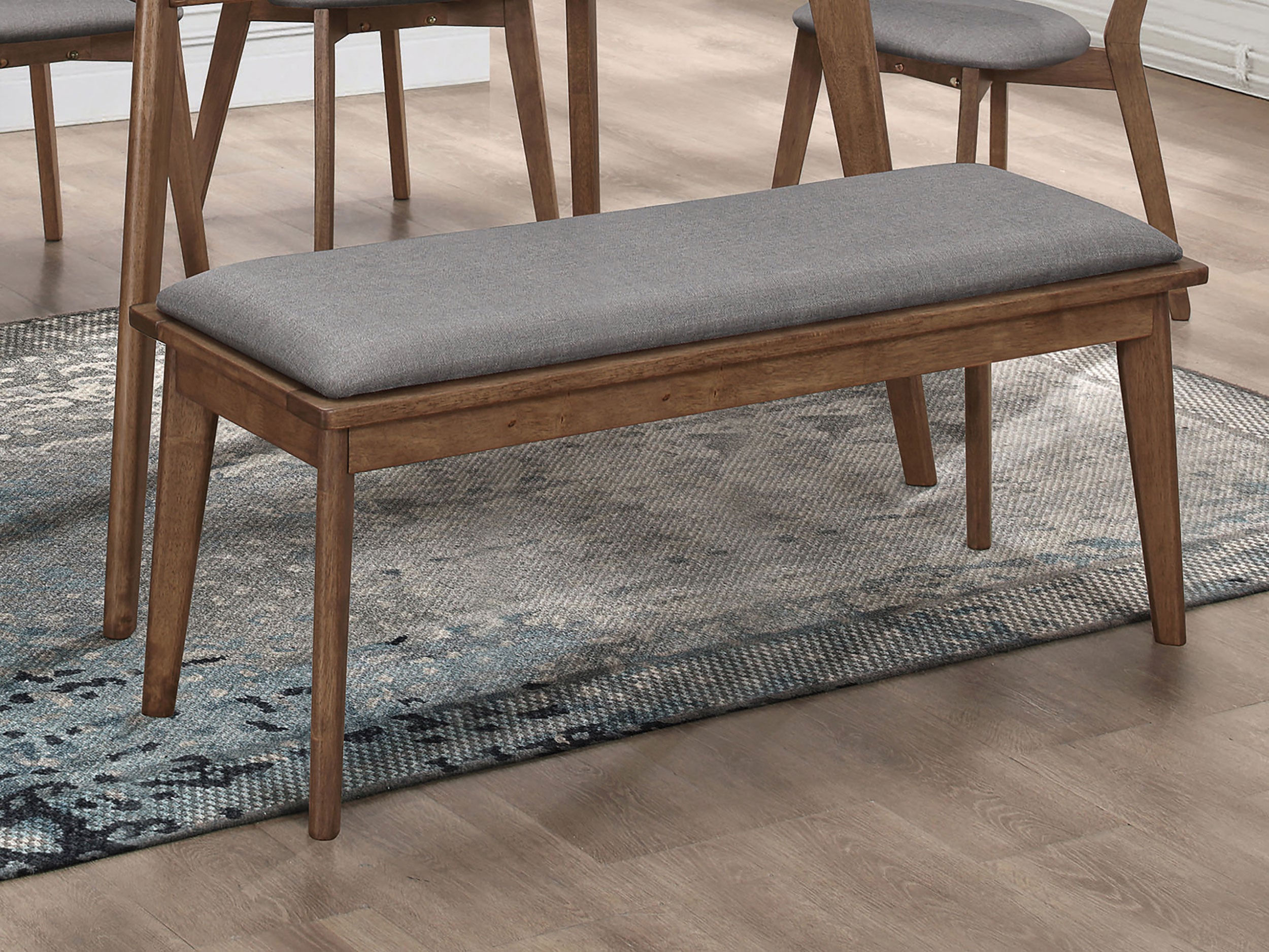 Alfredo Upholstered Dining Bench Grey and Natural Walnut-CoasterEveryday