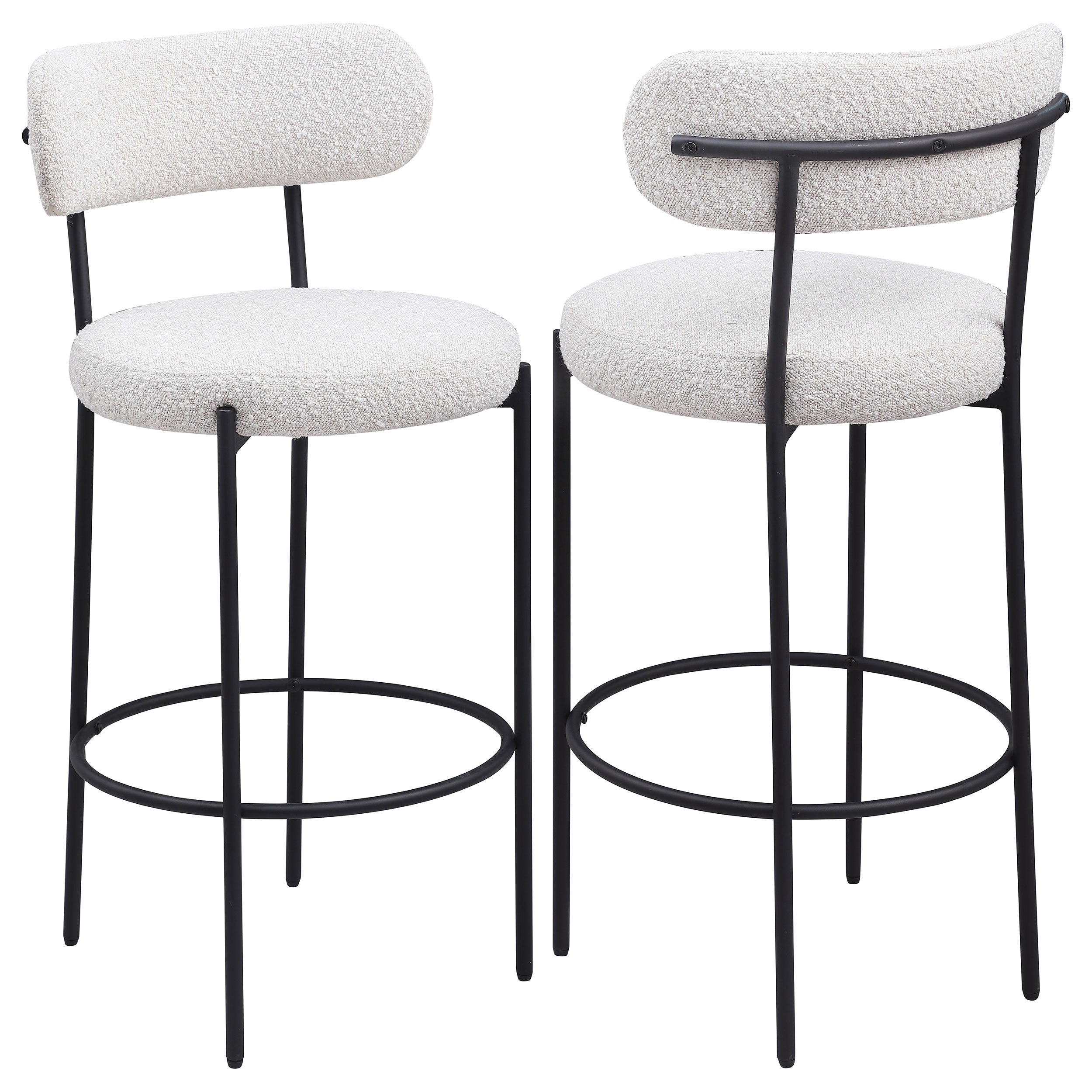 Viola Boucle Upholstered Bar Chair Cream (Set of 2)-
