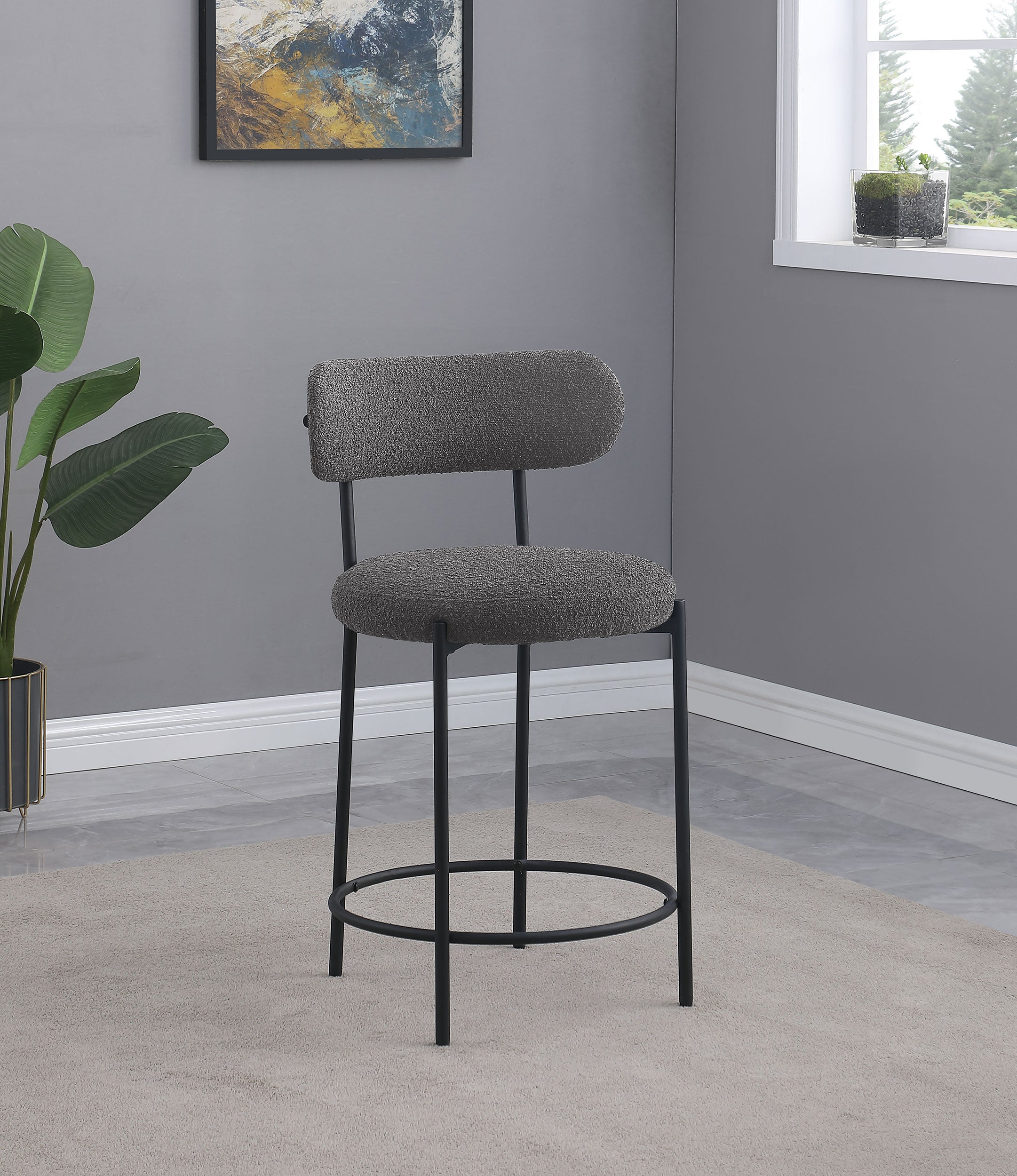 Viola Boucle Upholstered Counter Chair Grey (Set of 2)-