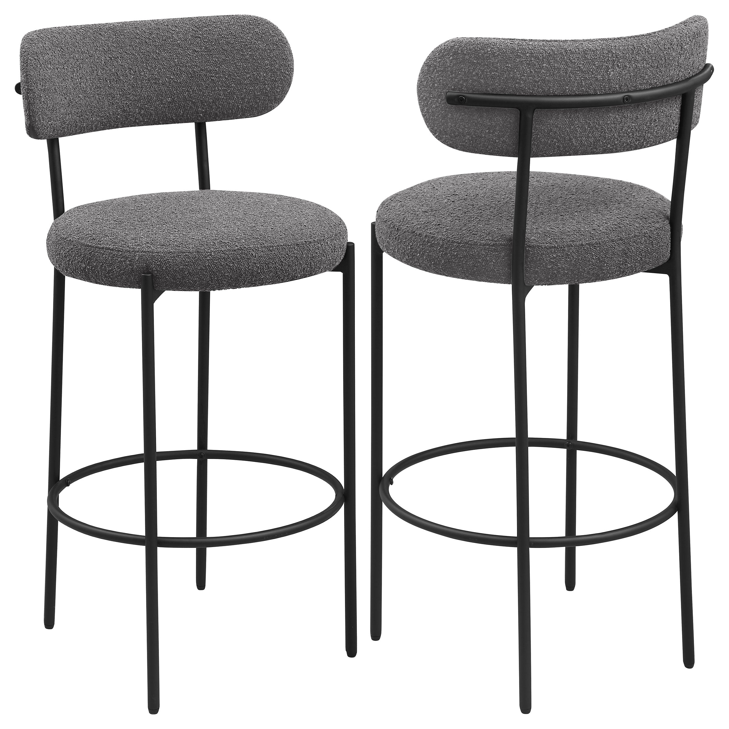 Viola Boucle Upholstered Bar Chair Grey (Set of 2)-