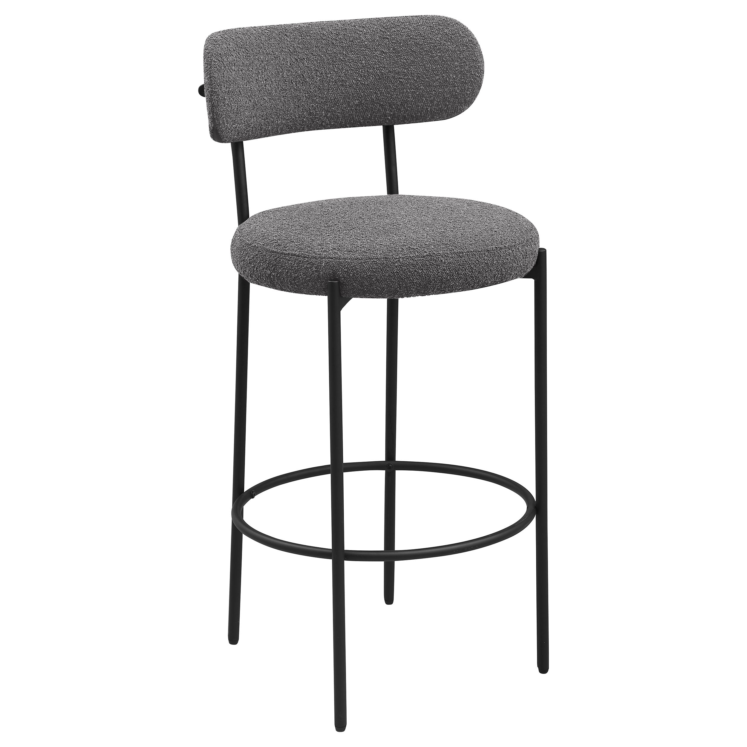 Viola Boucle Upholstered Bar Chair Grey (Set of 2)-