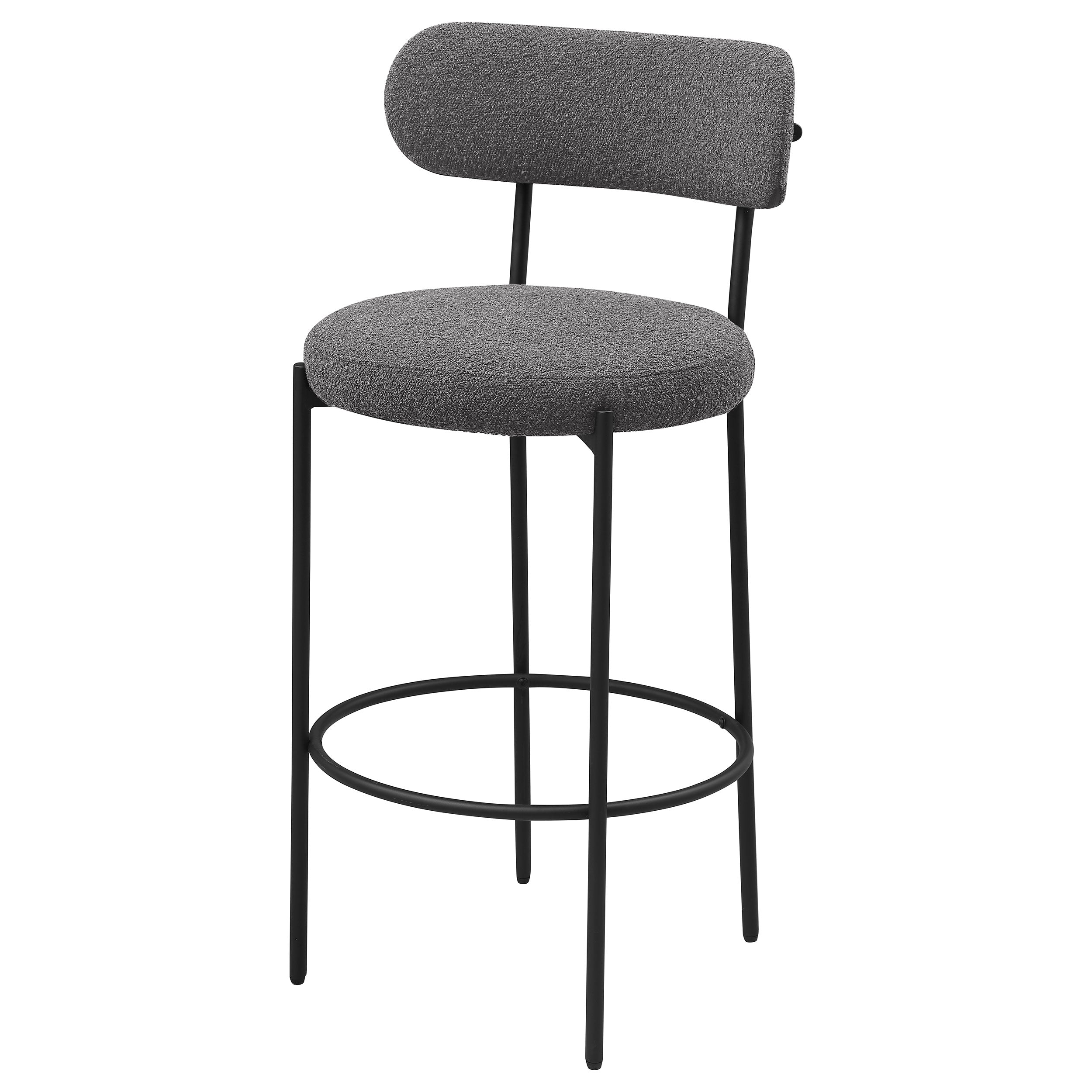 Viola Boucle Upholstered Bar Chair Grey (Set of 2)-