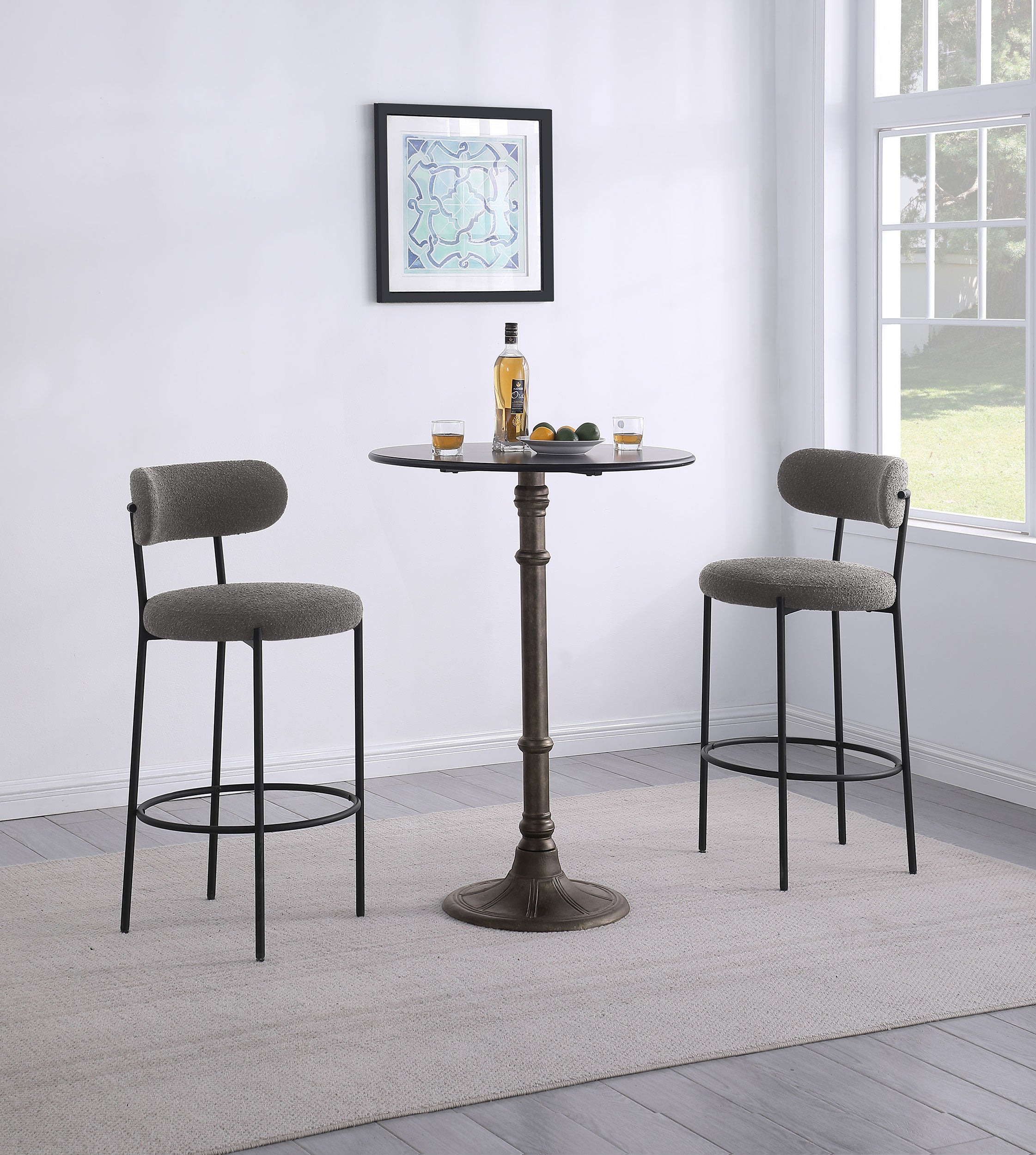 Viola Boucle Upholstered Bar Chair Grey (Set of 2)-