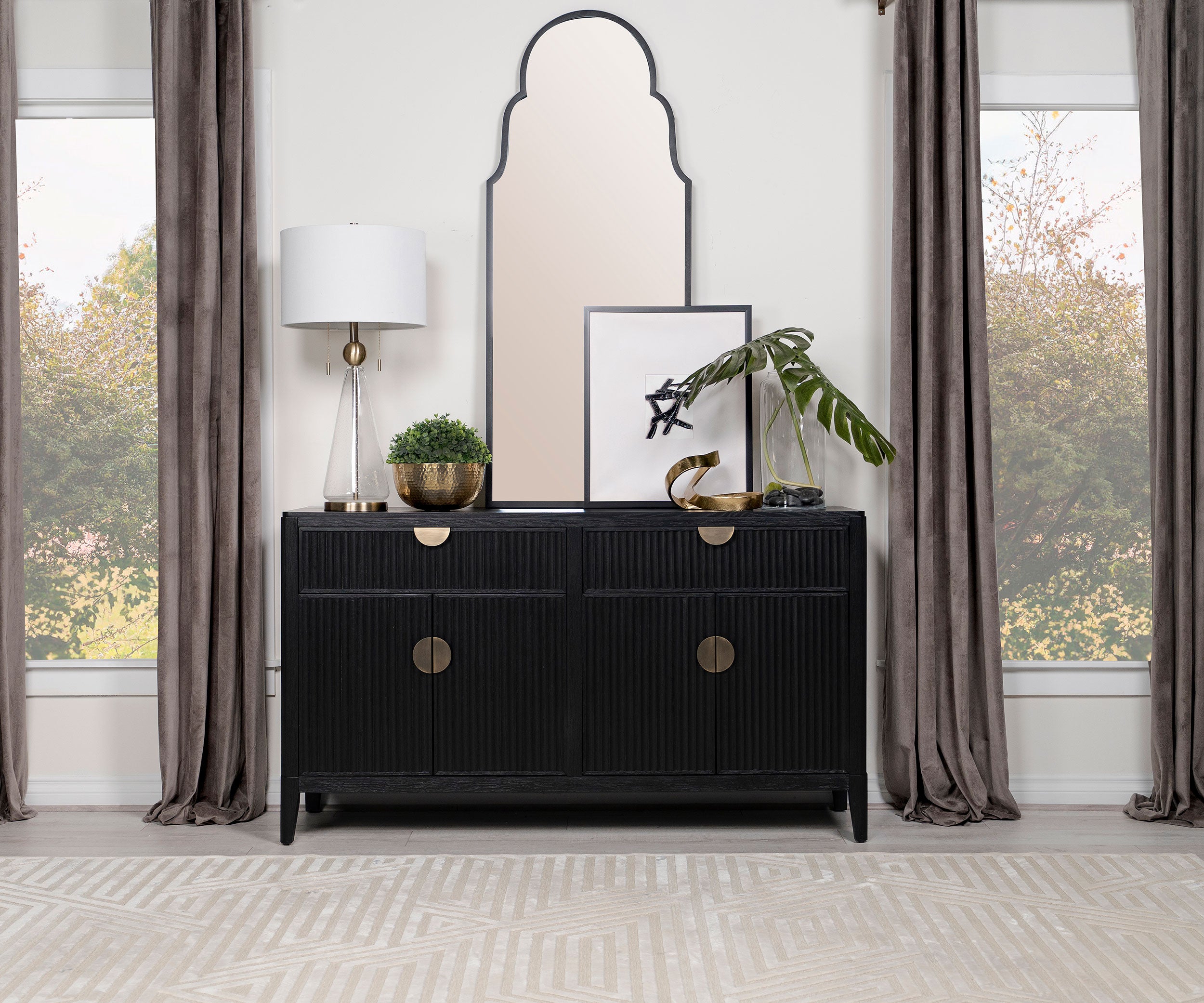 Brookmead 4-door Sideboard Buffet Storage Cabinet Black-