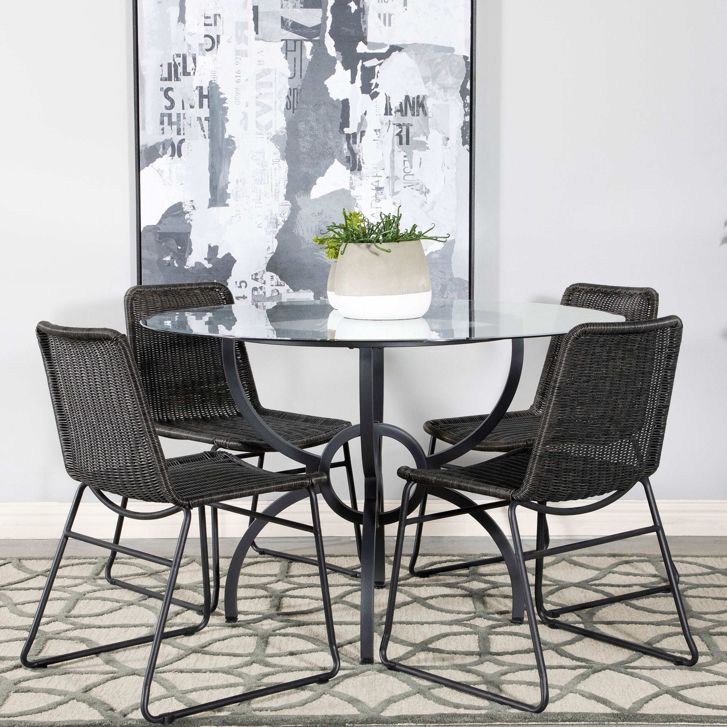 Aviano Round Metal Dining Table Base Gunmetal-CoasterEveryday