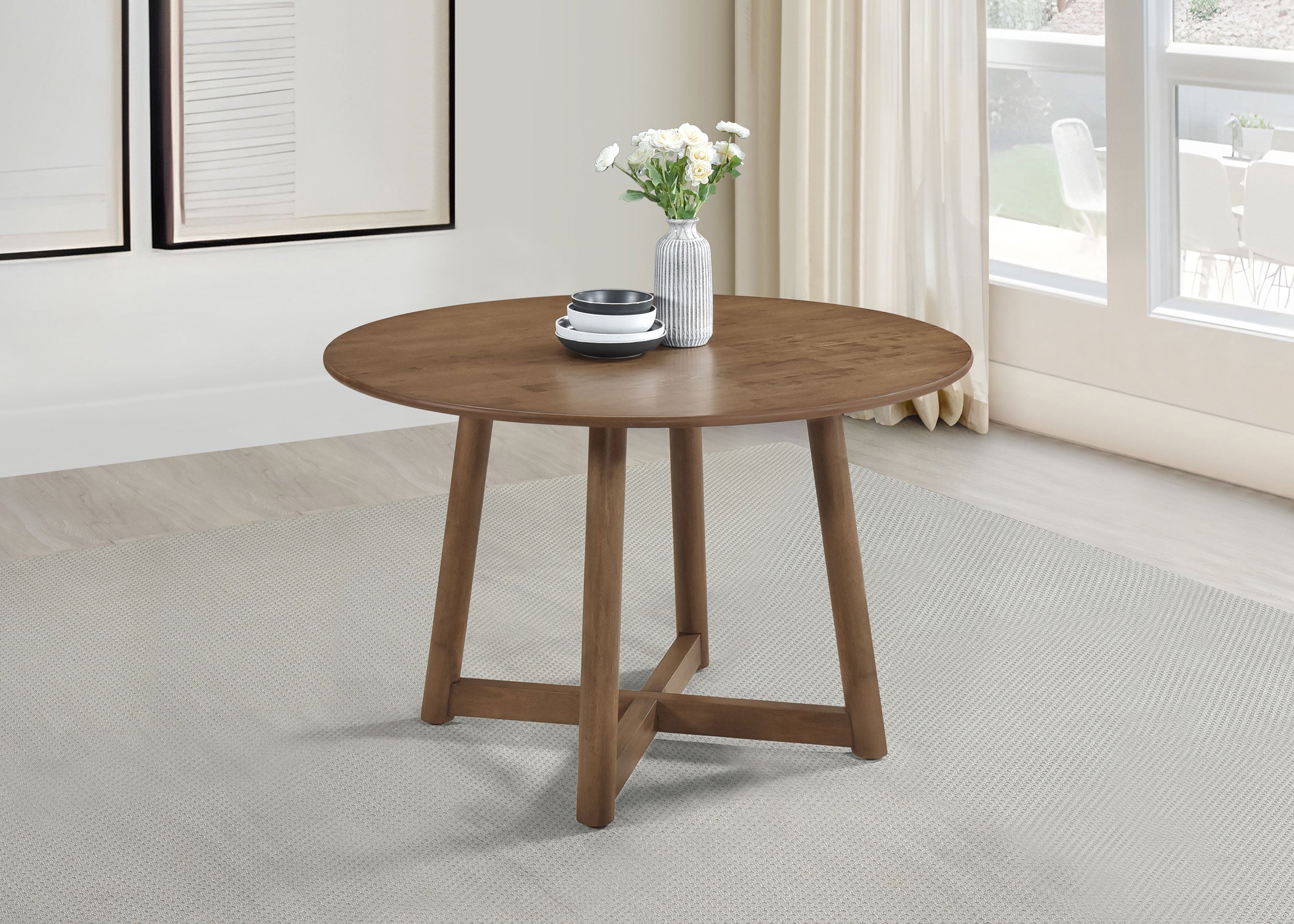 Dinah Round 47-inch Solid Wood Dining Table Walnut-CoasterEveryday