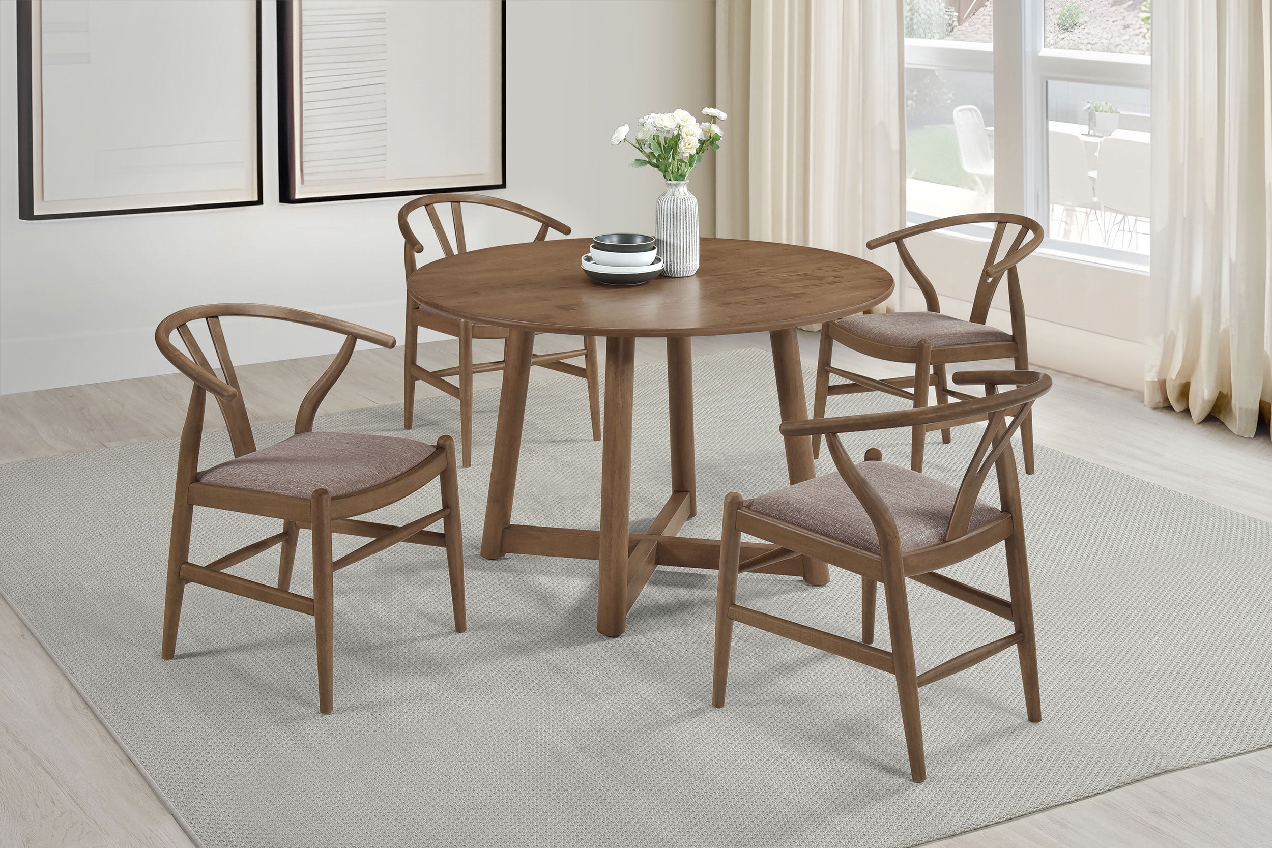 Dinah Round 47-inch Solid Wood Dining Table Walnut-CoasterEveryday