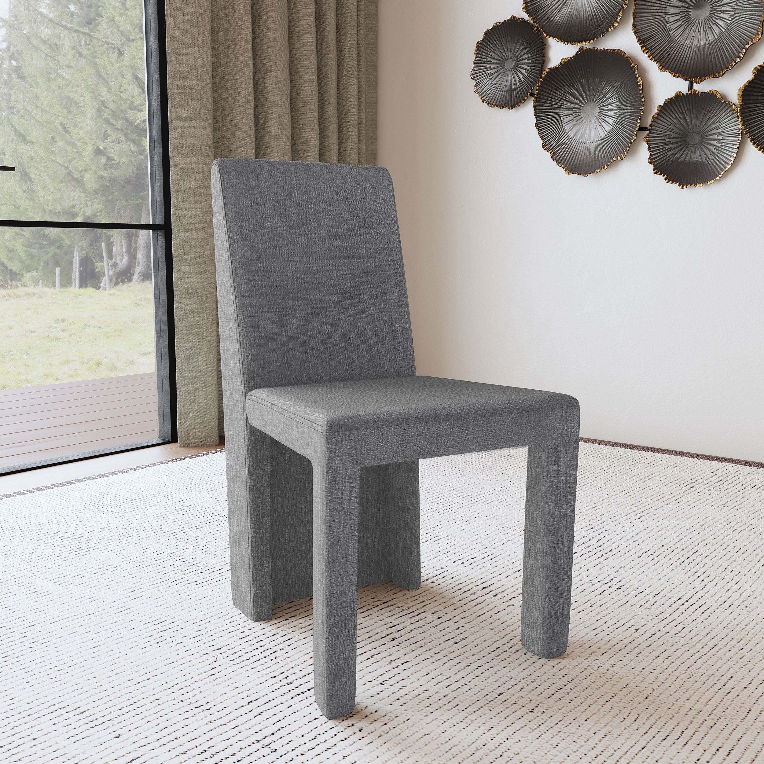 Tordera Velvet Upholstered Dining Side Chair Grey (Set of 2)-